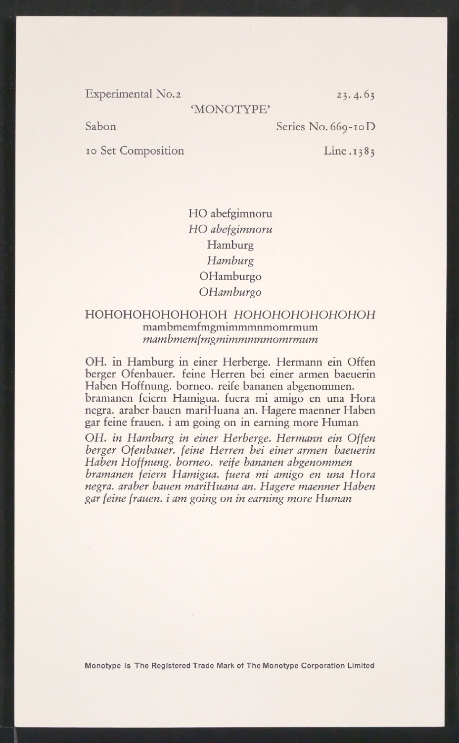 Probedrucke der Sabon in verschiedenen Schriftschnitten und Schriftgraden — Blatt 117