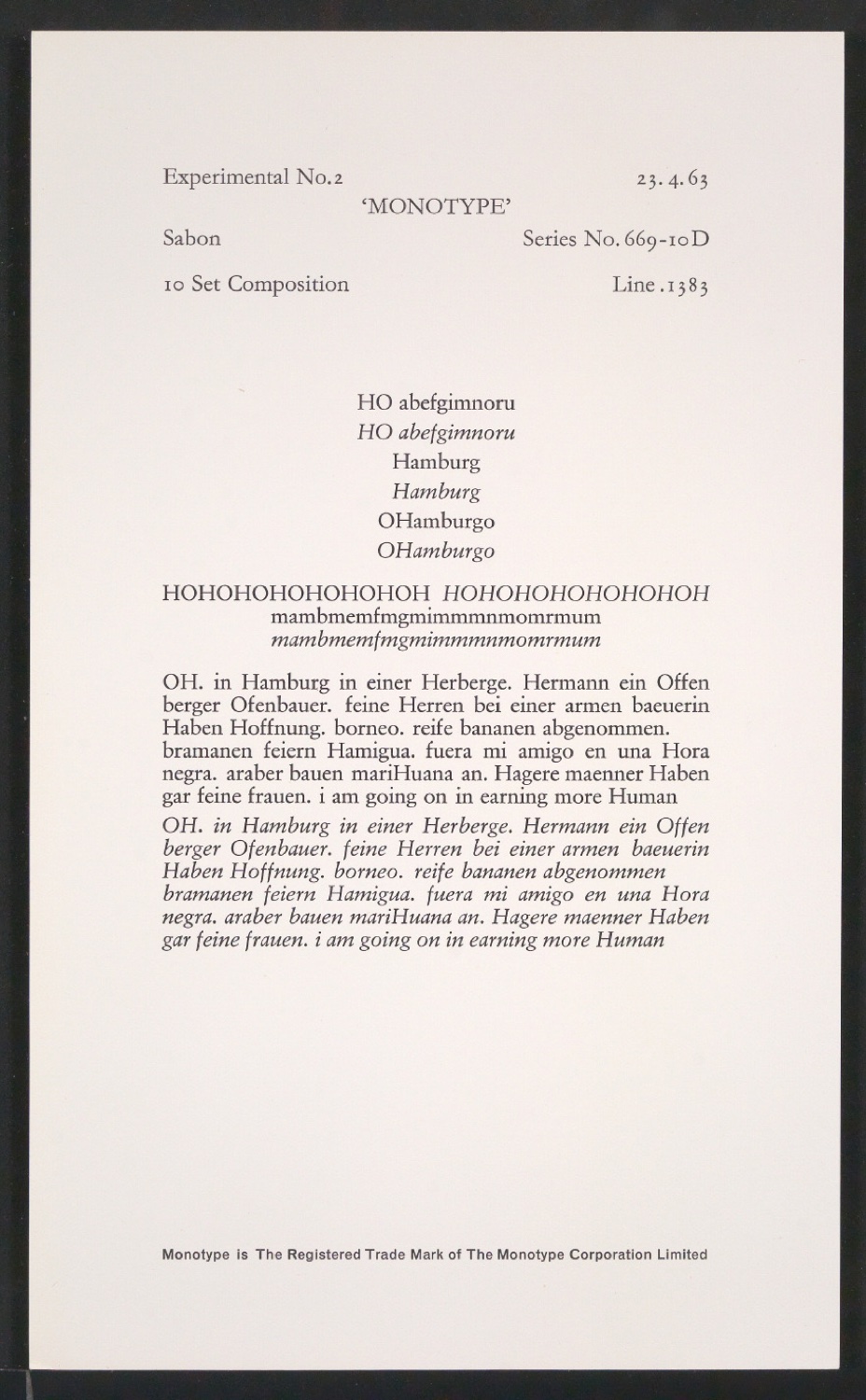 Probedrucke der Sabon in verschiedenen Schriftschnitten und Schriftgraden — Blatt 121