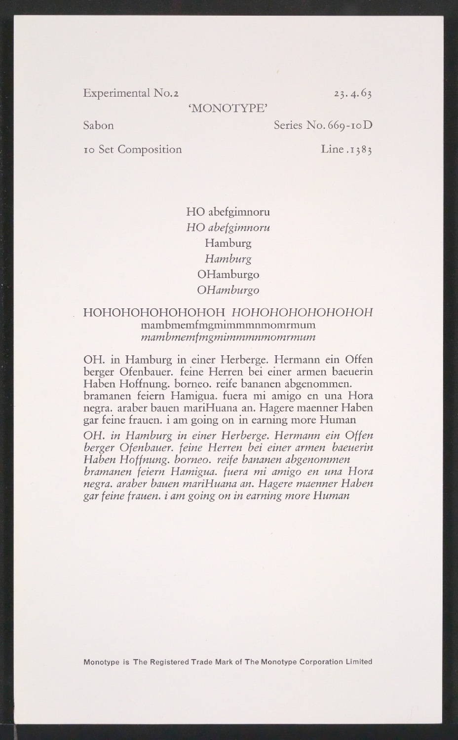 Probedrucke der Sabon in verschiedenen Schriftschnitten und Schriftgraden — Blatt 123