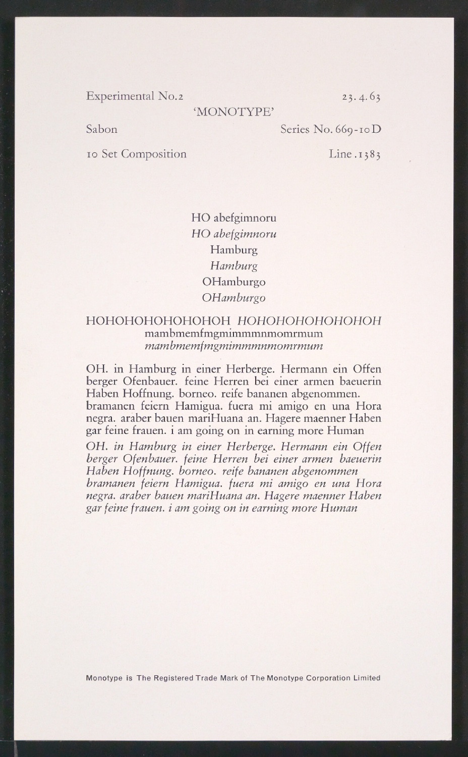 Probedrucke der Sabon in verschiedenen Schriftschnitten und Schriftgraden — Blatt 131