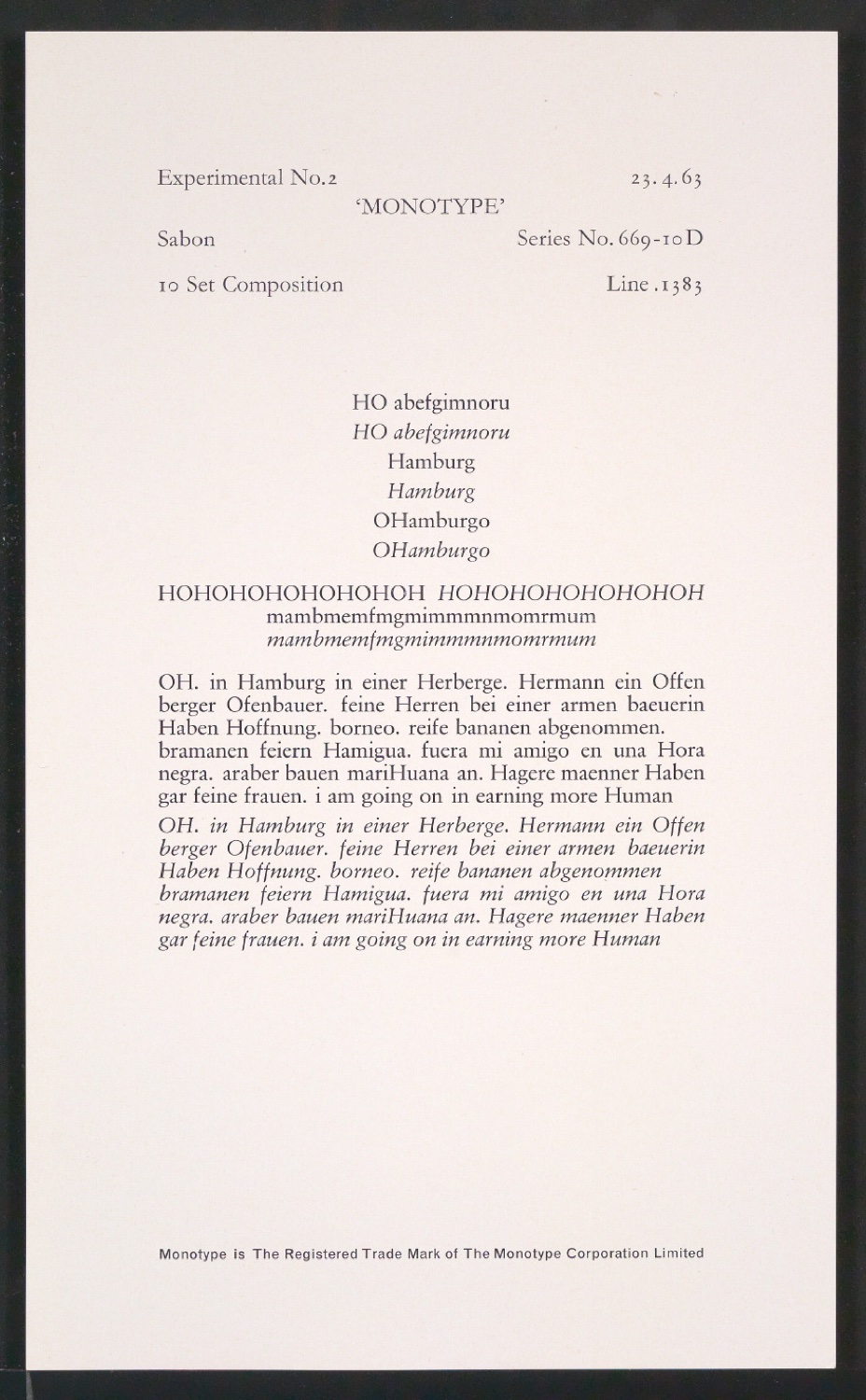 Probedrucke der Sabon in verschiedenen Schriftschnitten und Schriftgraden — Blatt 133
