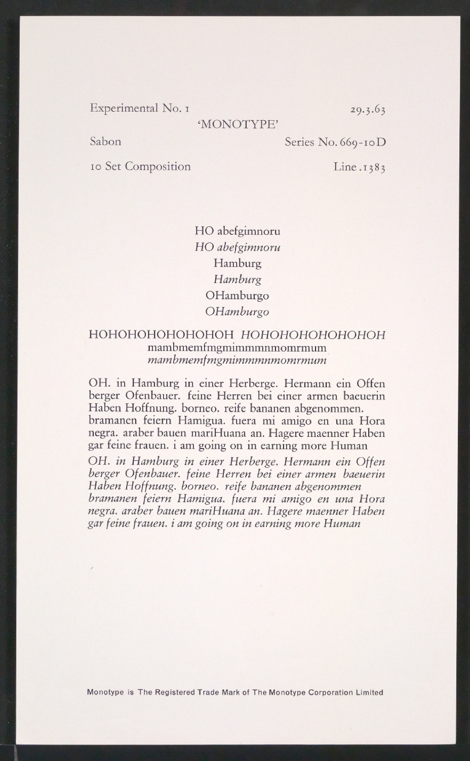 Probedrucke der Sabon in verschiedenen Schriftschnitten und Schriftgraden — Blatt 139