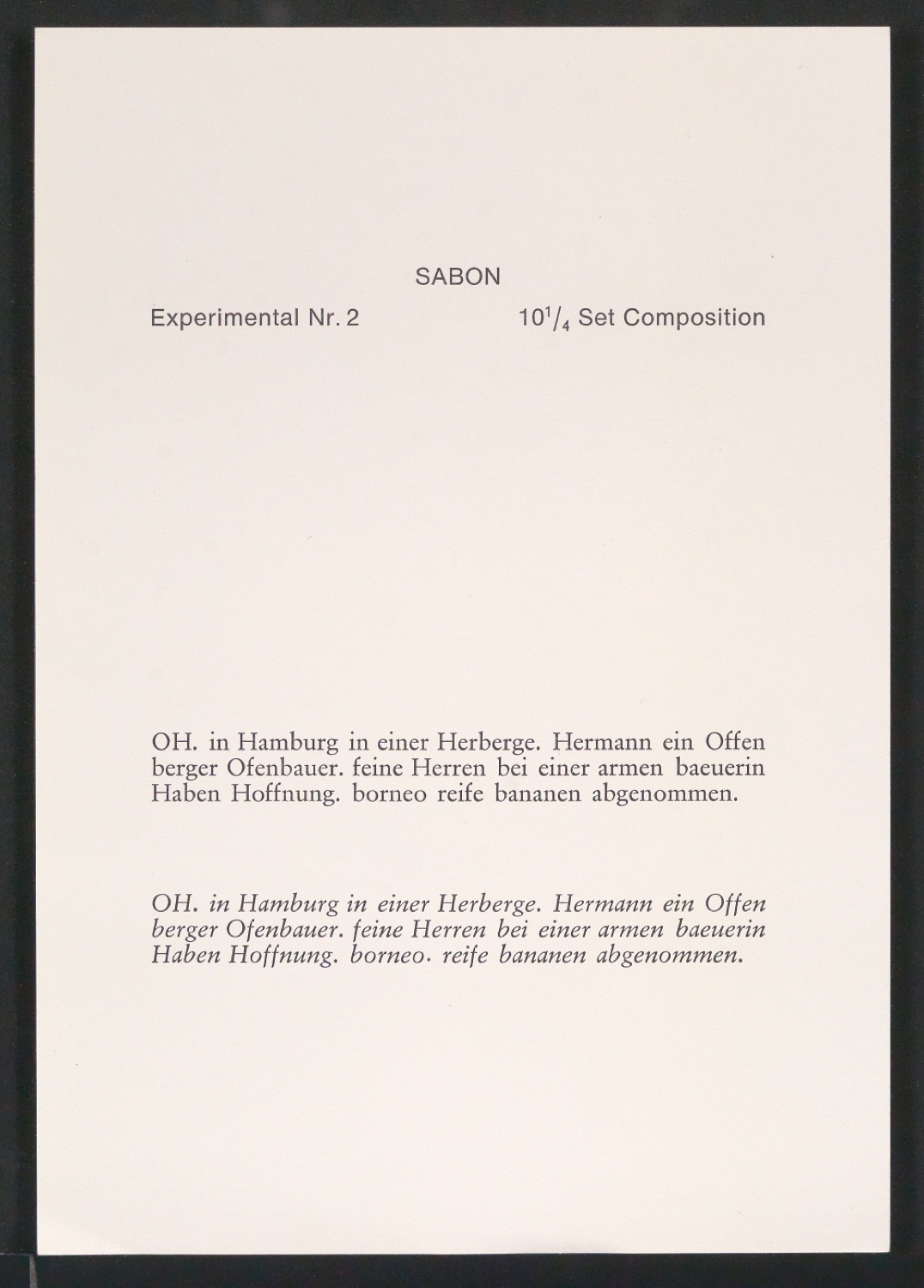 Probedrucke der Sabon in verschiedenen Schriftschnitten und Schriftgraden — Blatt 151