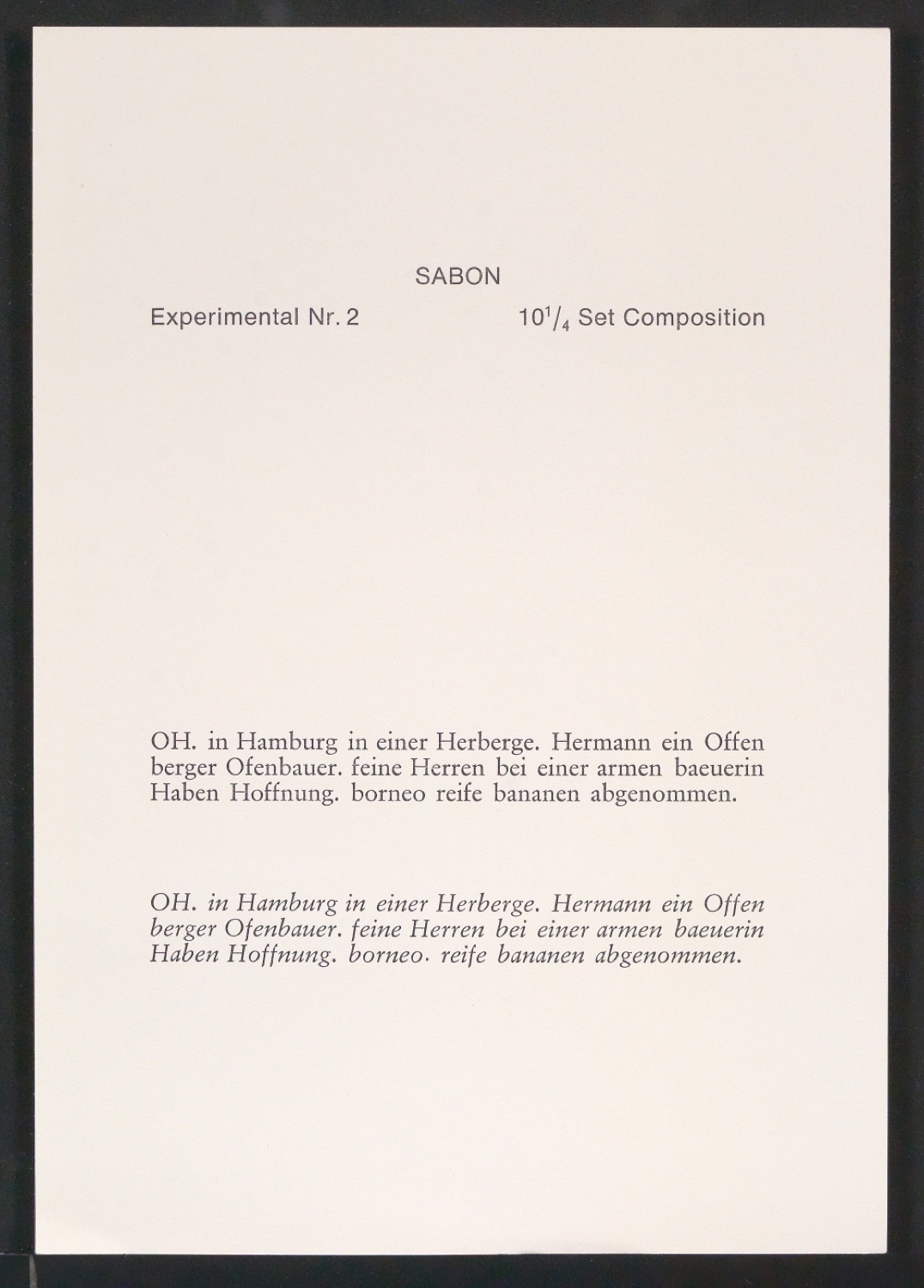 Probedrucke der Sabon in verschiedenen Schriftschnitten und Schriftgraden — Blatt 155