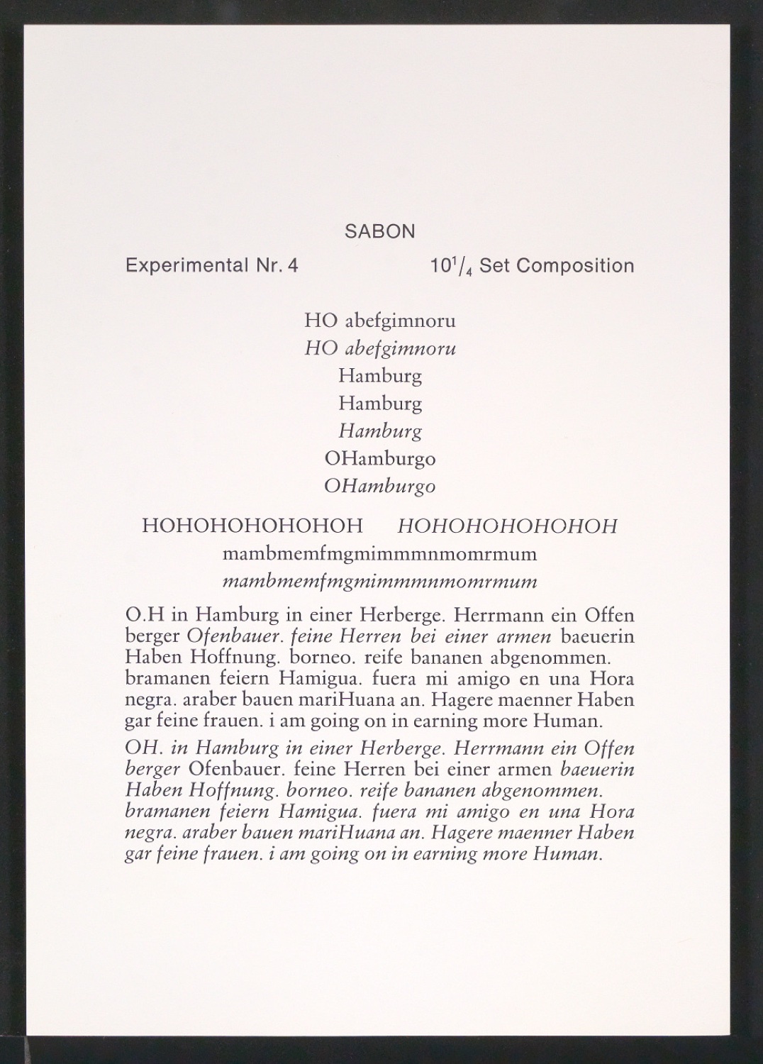 Probedrucke der Sabon in verschiedenen Schriftschnitten und Schriftgraden — Blatt 159