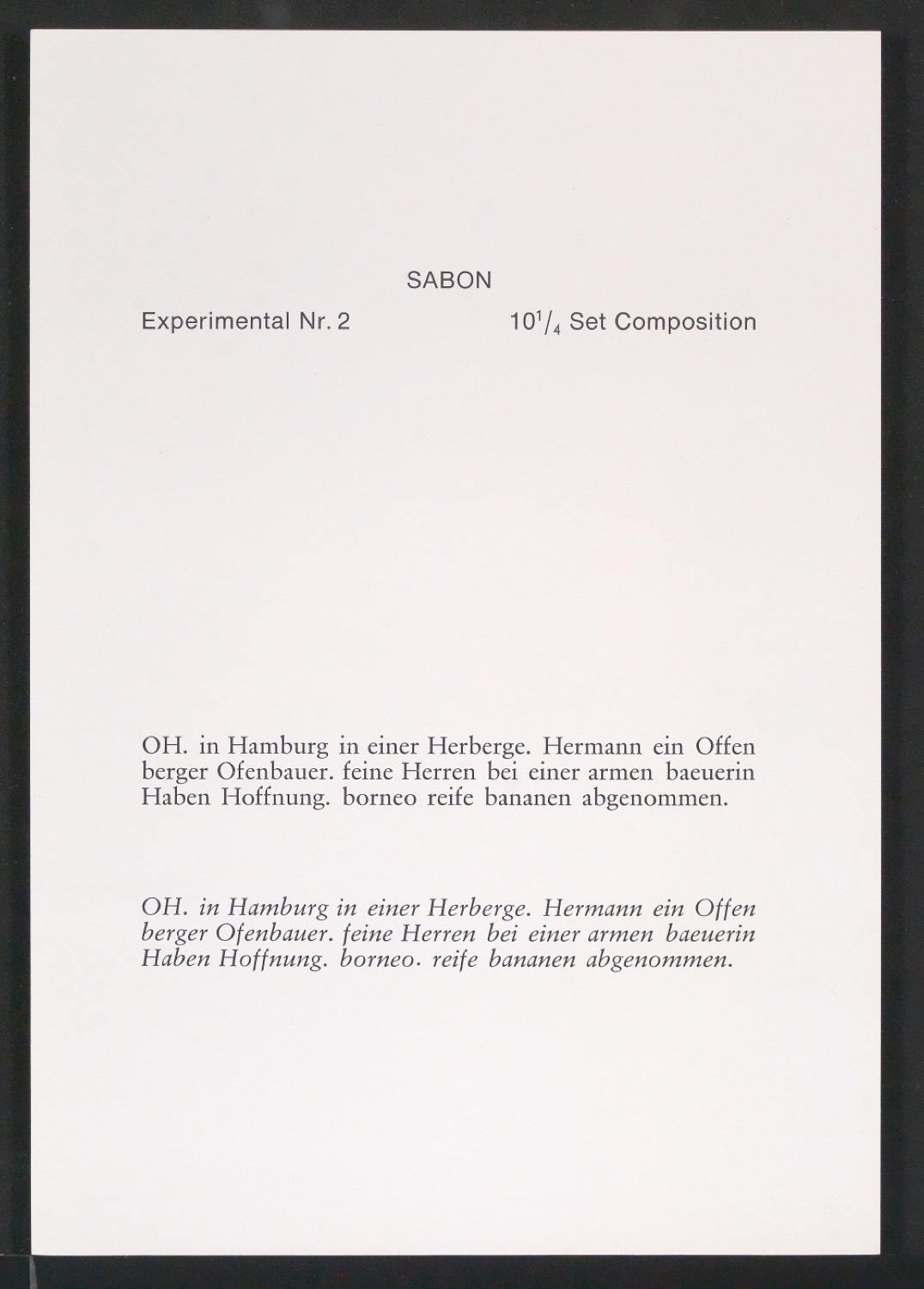 Probedrucke der Sabon in verschiedenen Schriftschnitten und Schriftgraden — Blatt 161
