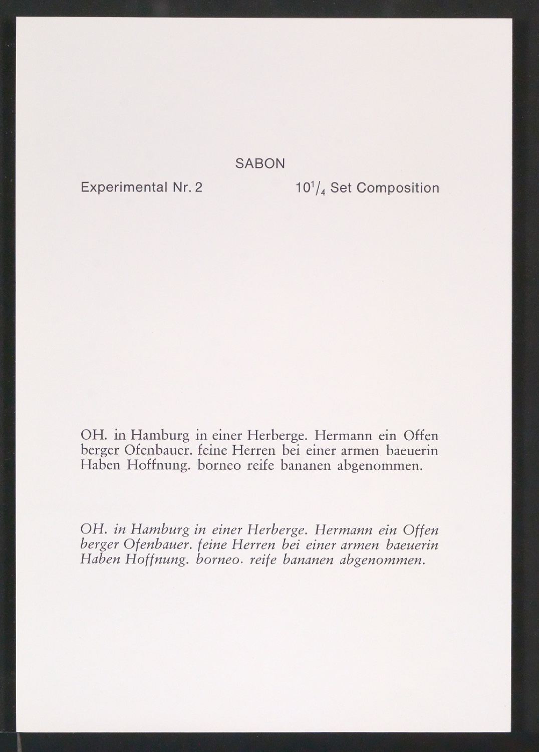 Probedrucke der Sabon in verschiedenen Schriftschnitten und Schriftgraden — Blatt 165