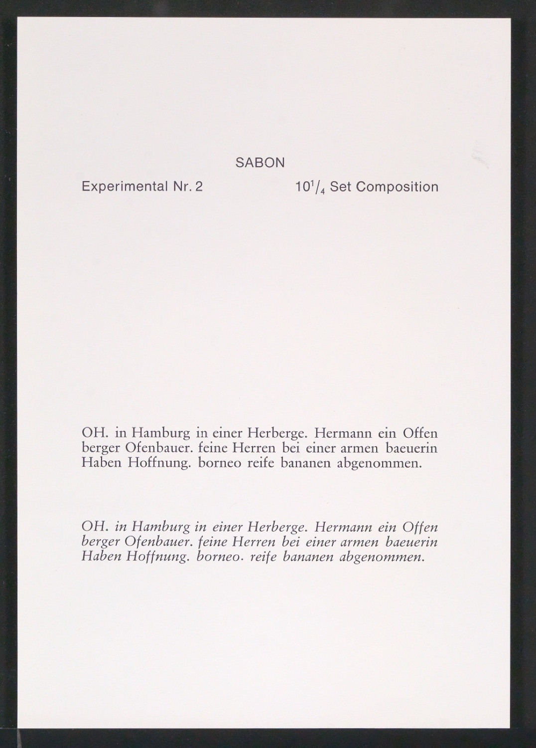 Probedrucke der Sabon in verschiedenen Schriftschnitten und Schriftgraden — Blatt 167