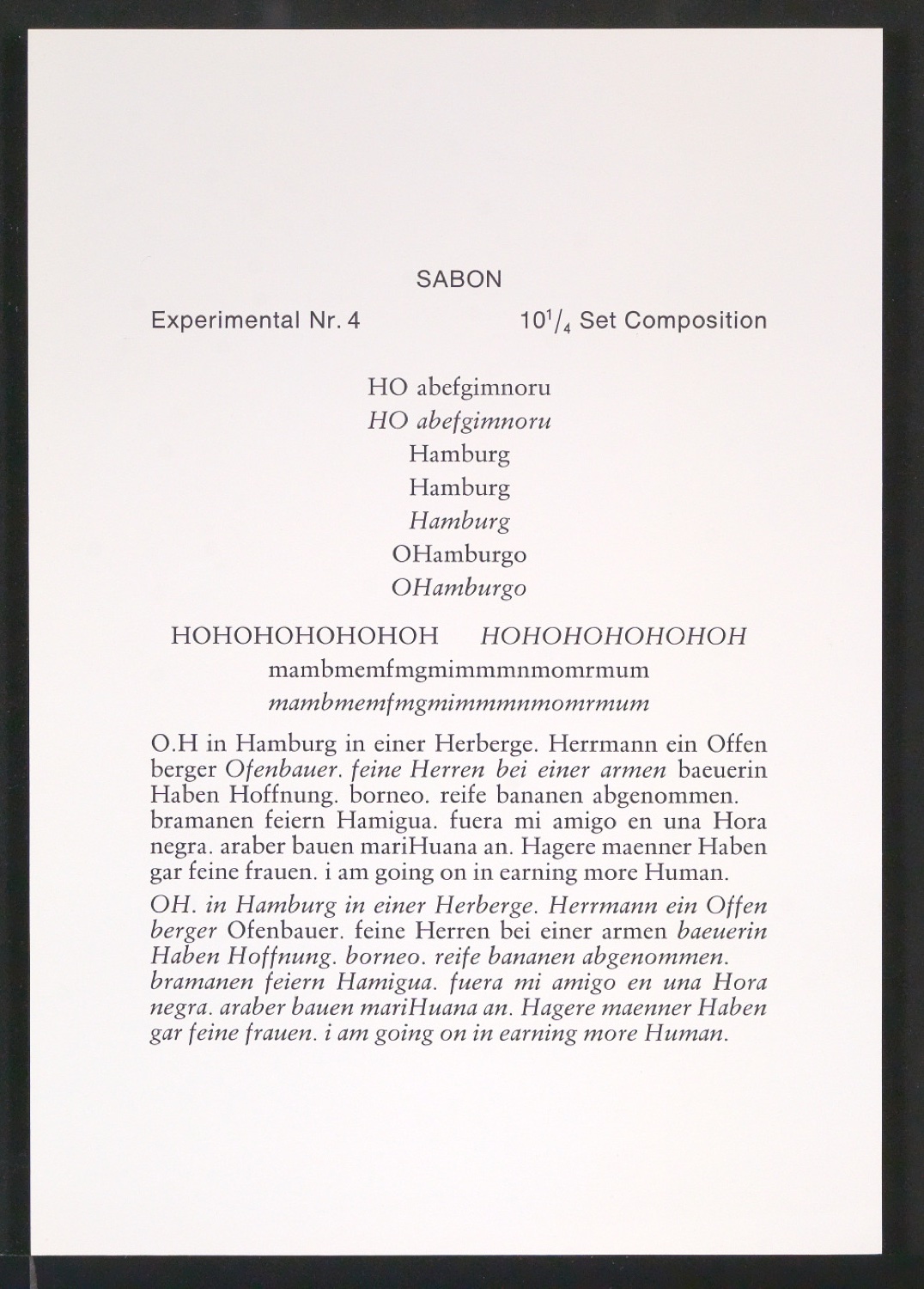 Probedrucke der Sabon in verschiedenen Schriftschnitten und Schriftgraden — Blatt 169