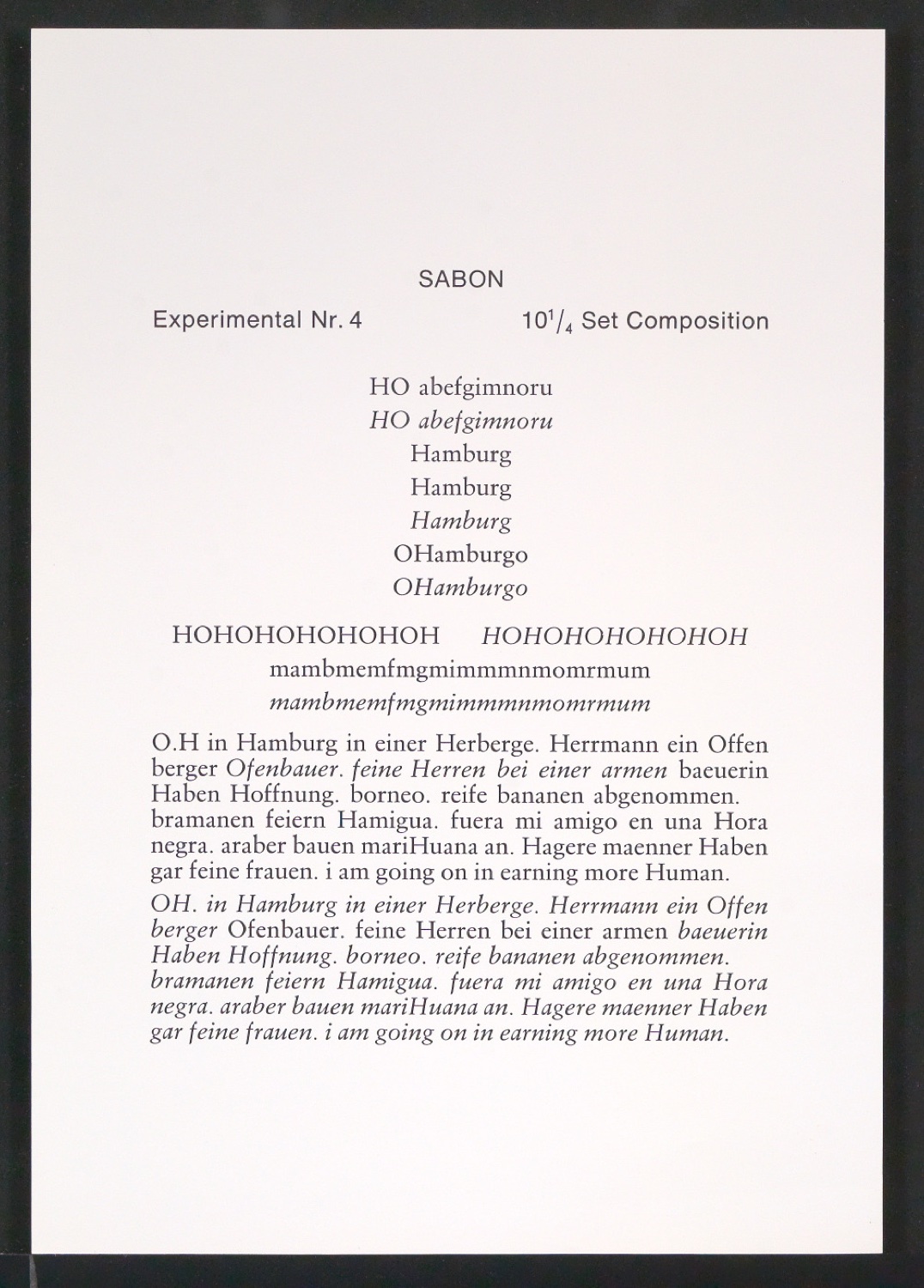 Probedrucke der Sabon in verschiedenen Schriftschnitten und Schriftgraden — Blatt 171