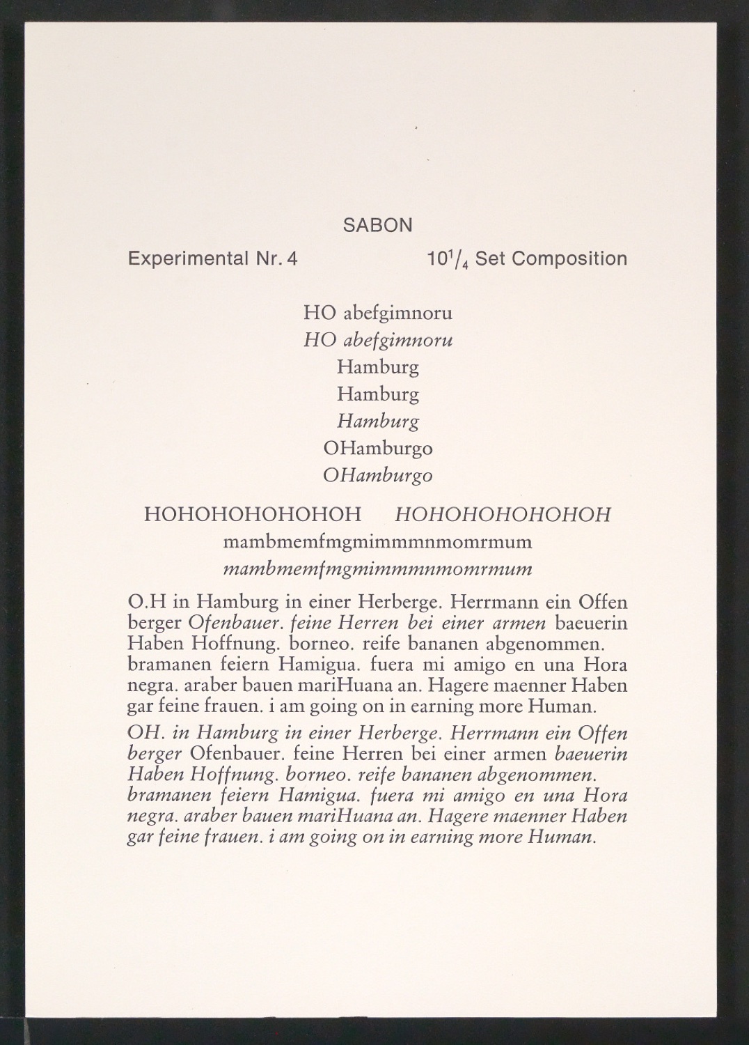 Probedrucke der Sabon in verschiedenen Schriftschnitten und Schriftgraden — Blatt 177