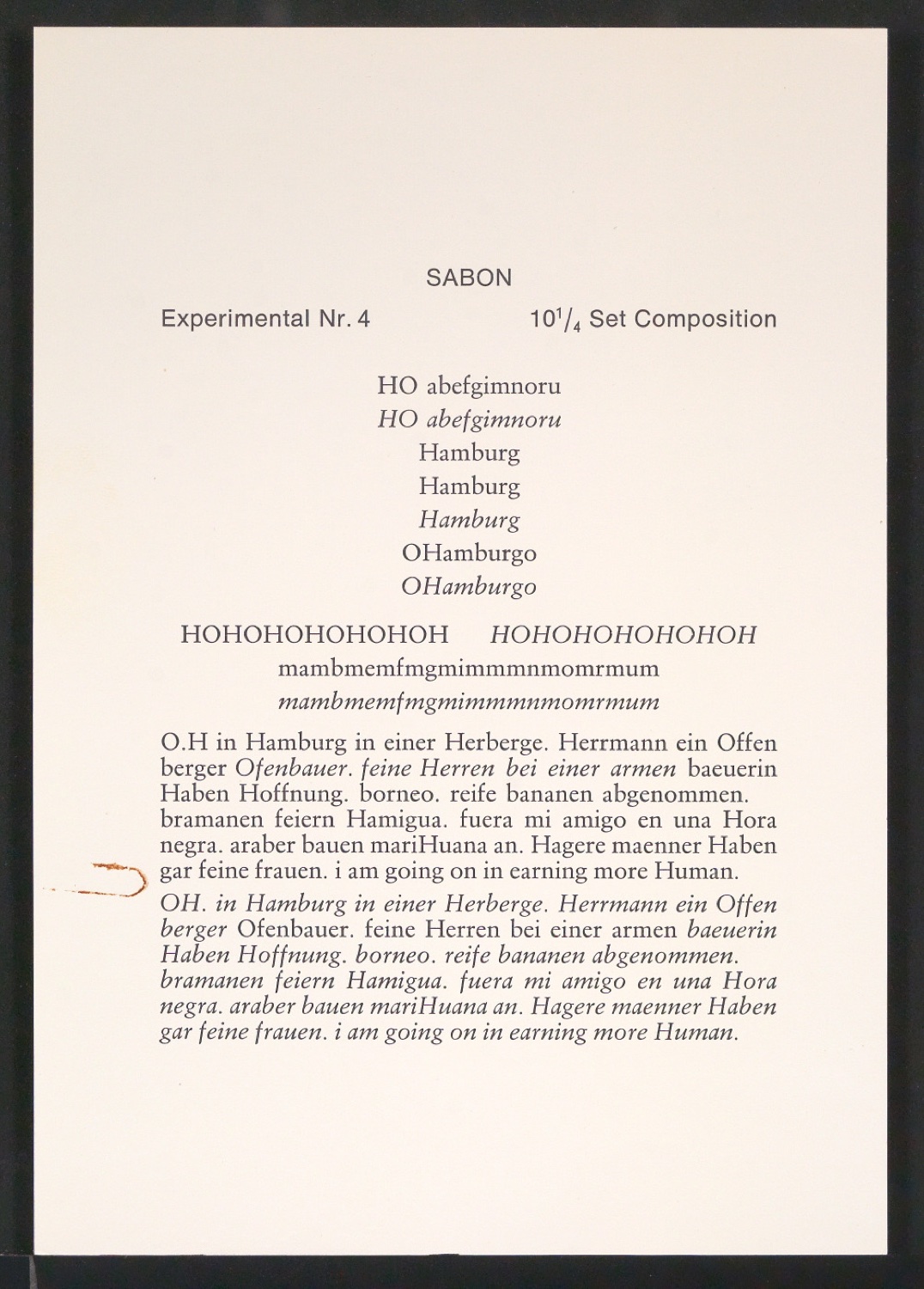 Probedrucke der Sabon in verschiedenen Schriftschnitten und Schriftgraden — Blatt 179