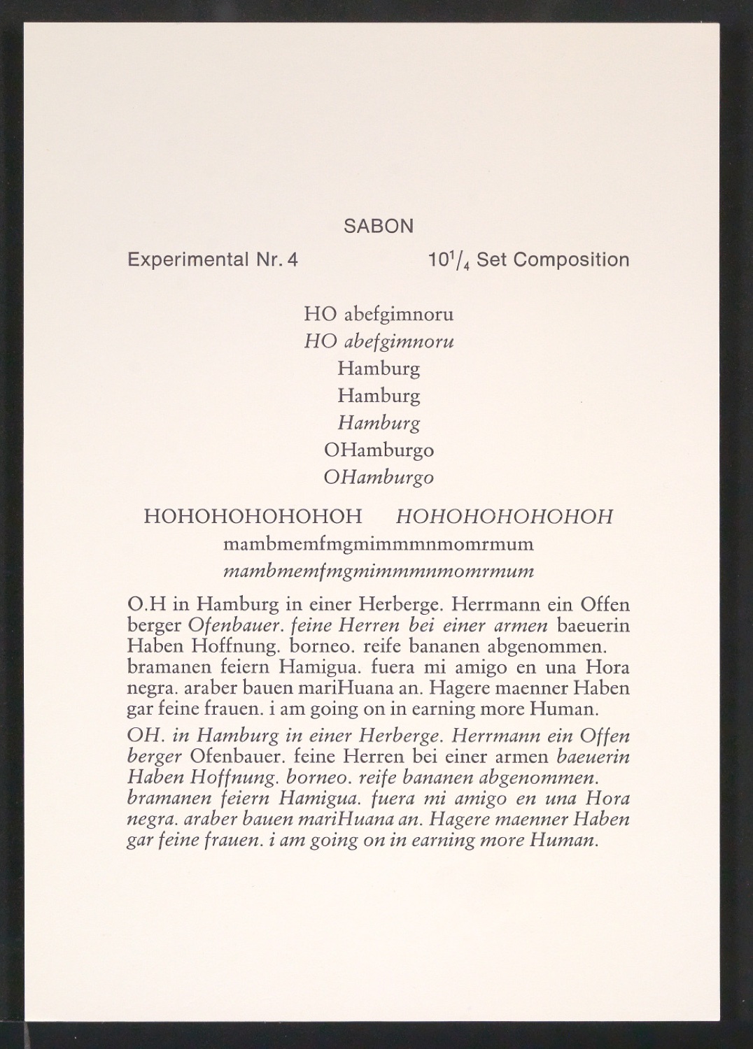 Probedrucke der Sabon in verschiedenen Schriftschnitten und Schriftgraden — Blatt 181