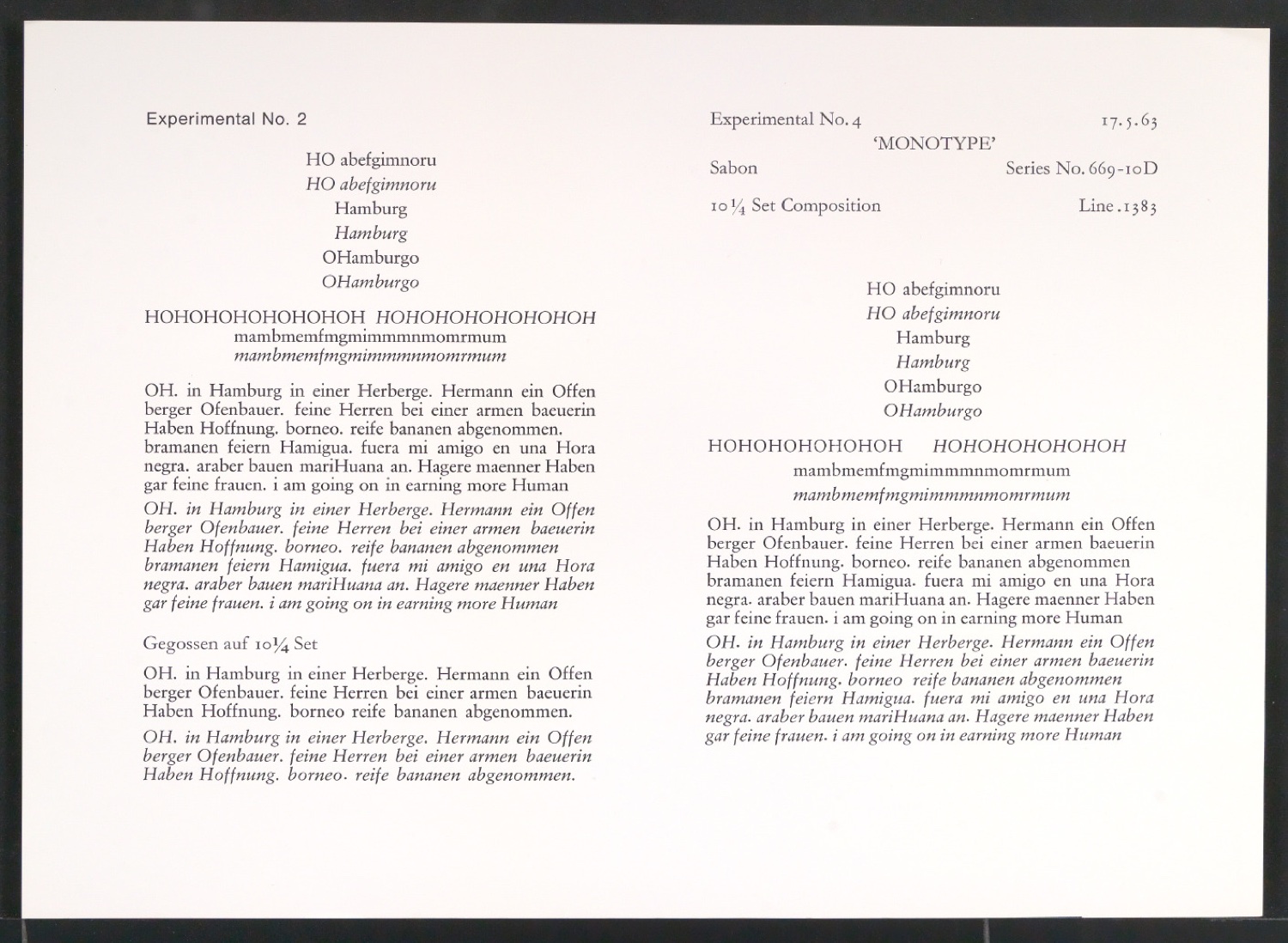 Probedrucke der Sabon in verschiedenen Schriftschnitten und Schriftgraden — Blatt 183