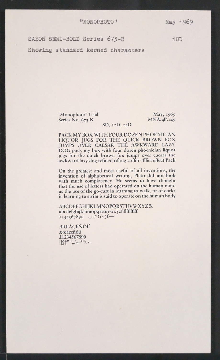 Probedrucke der Sabon in verschiedenen Schriftschnitten und Schriftgraden — Blatt 209