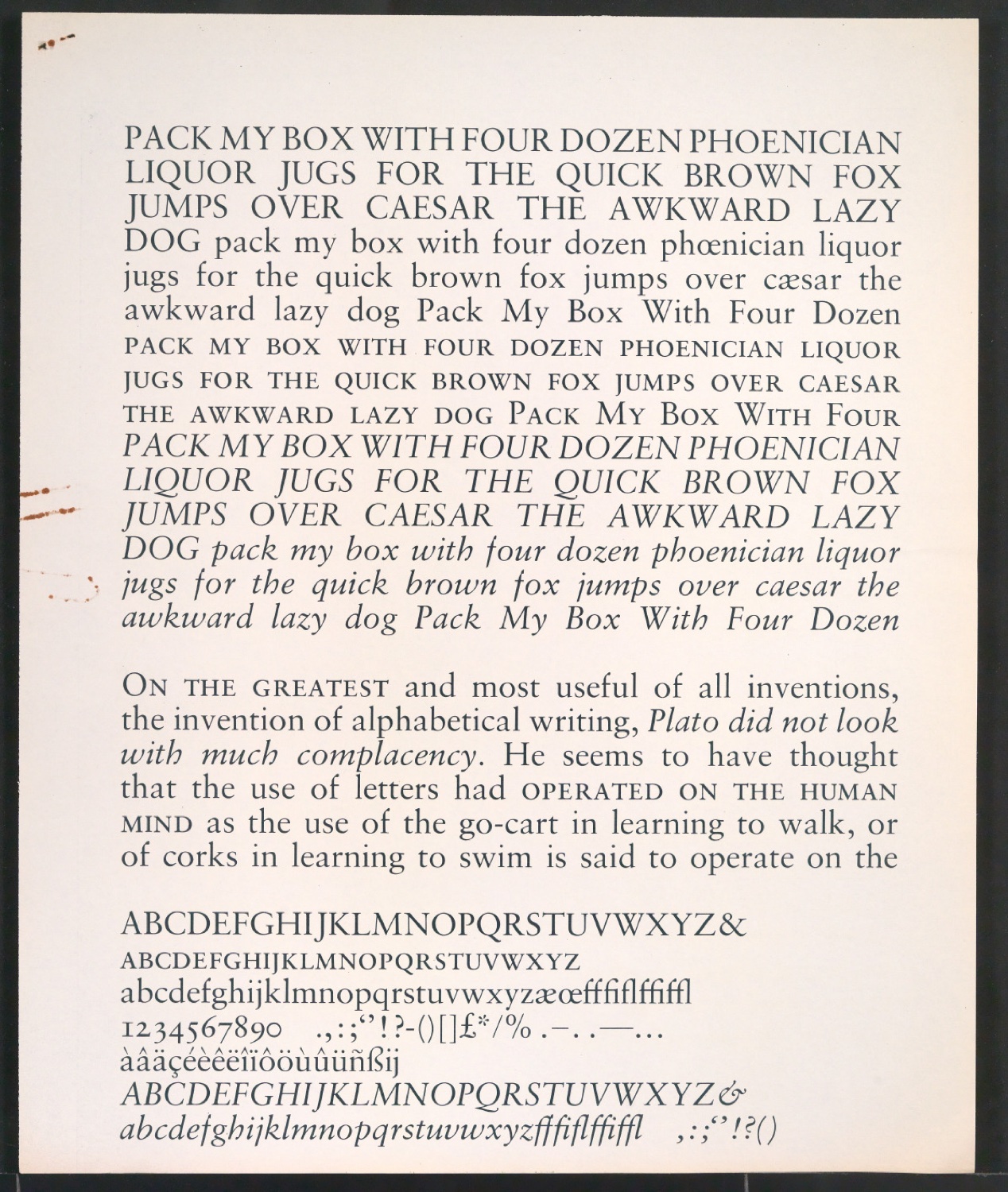 Probedrucke der Sabon in verschiedenen Schriftschnitten und Schriftgraden — Blatt 227