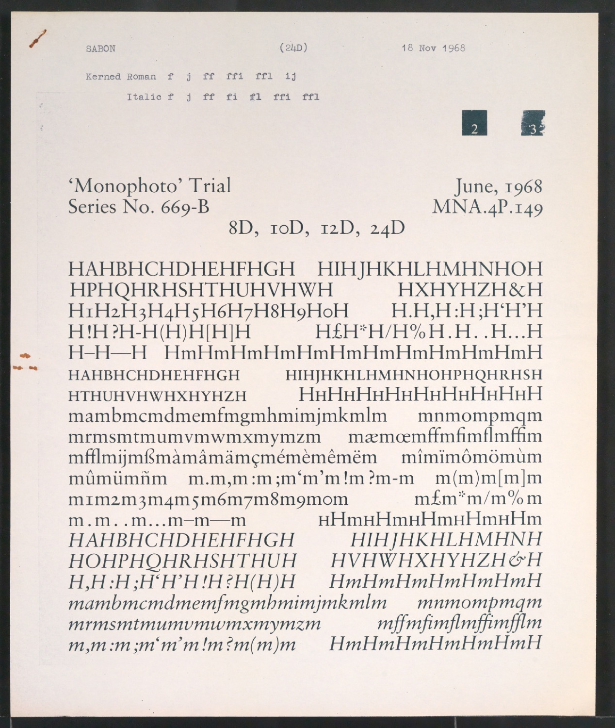 Probedrucke der Sabon in verschiedenen Schriftschnitten und Schriftgraden — Blatt 235