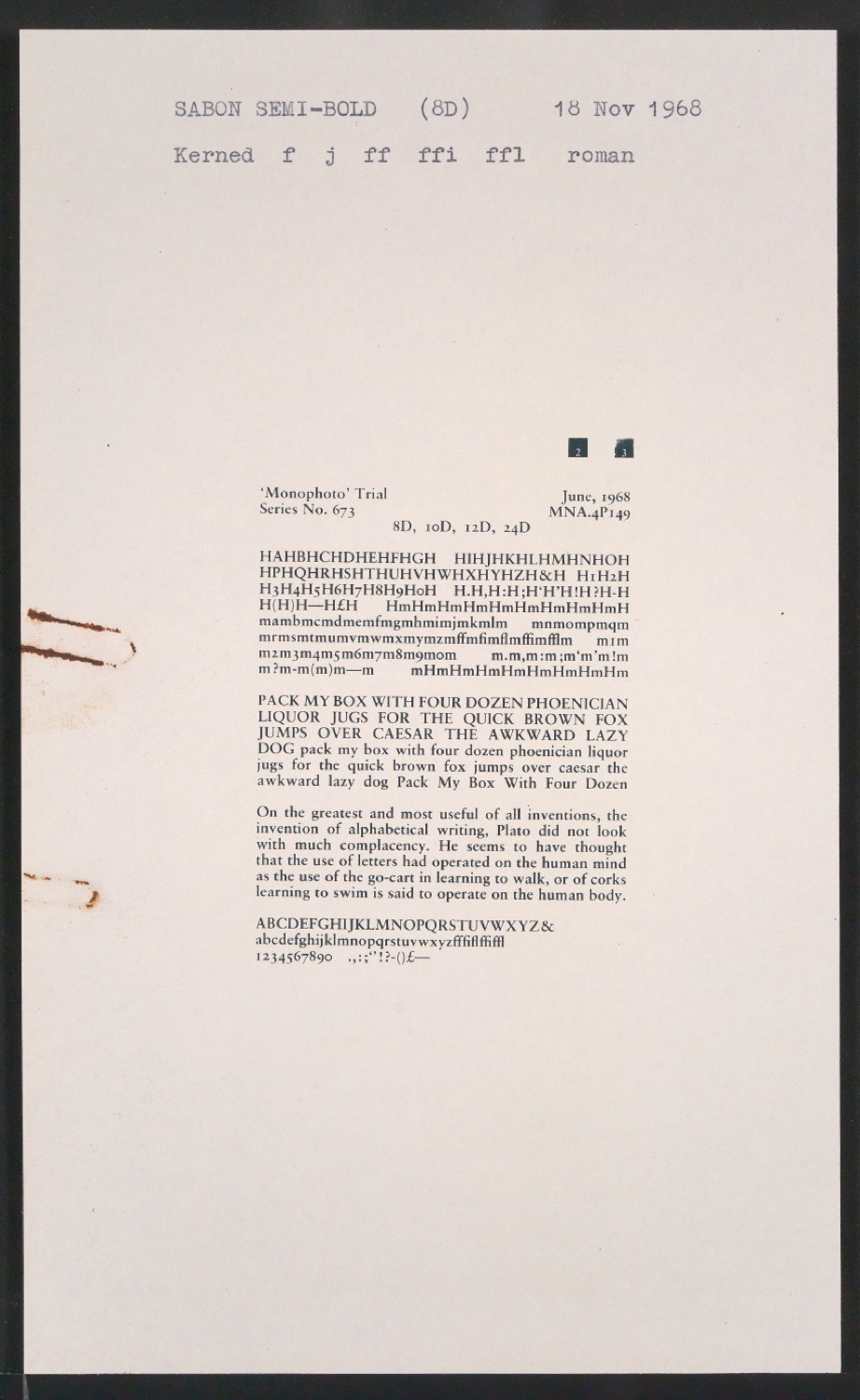 Probedrucke der Sabon in verschiedenen Schriftschnitten und Schriftgraden — Blatt 247