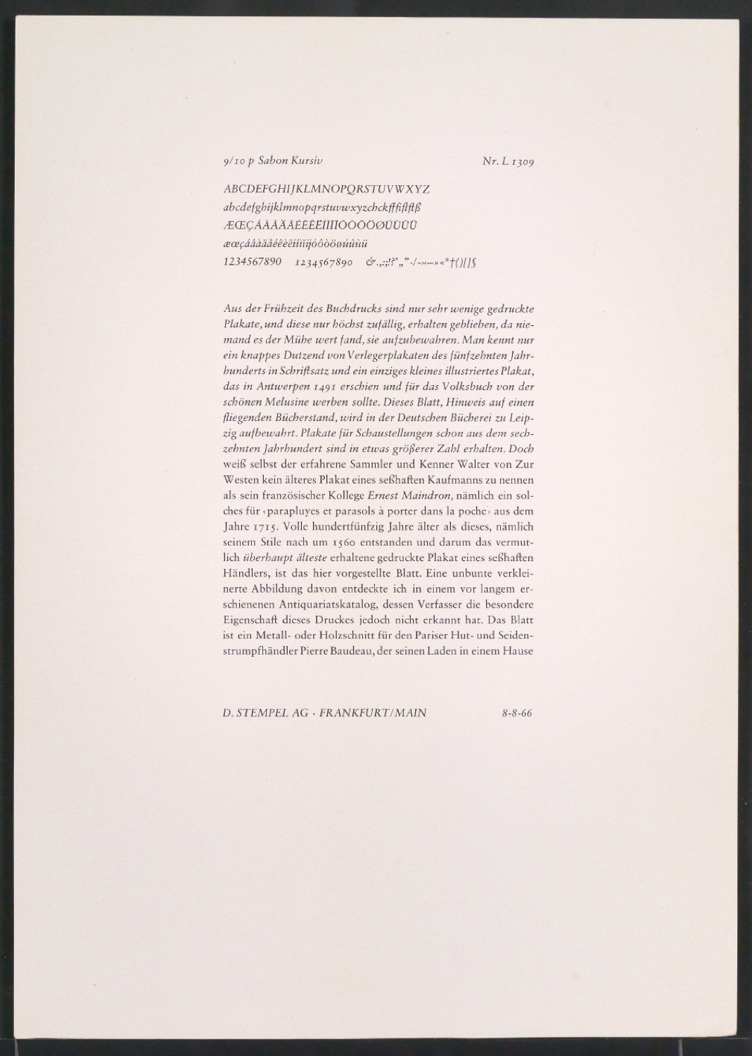 Probedrucke der Sabon in verschiedenen Schriftschnitten und Schriftgraden — Blatt 261