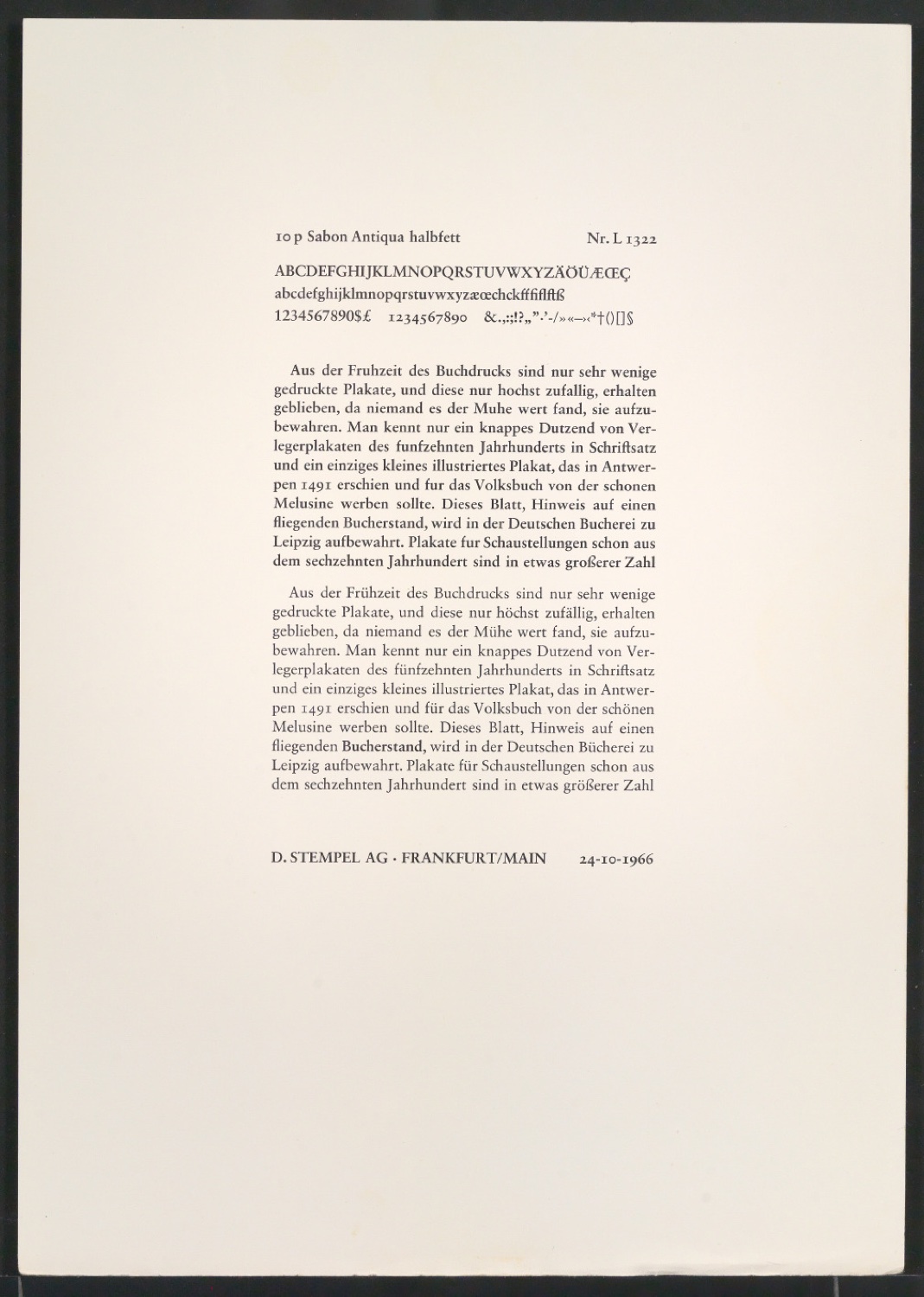 Probedrucke der Sabon in verschiedenen Schriftschnitten und Schriftgraden — Blatt 263