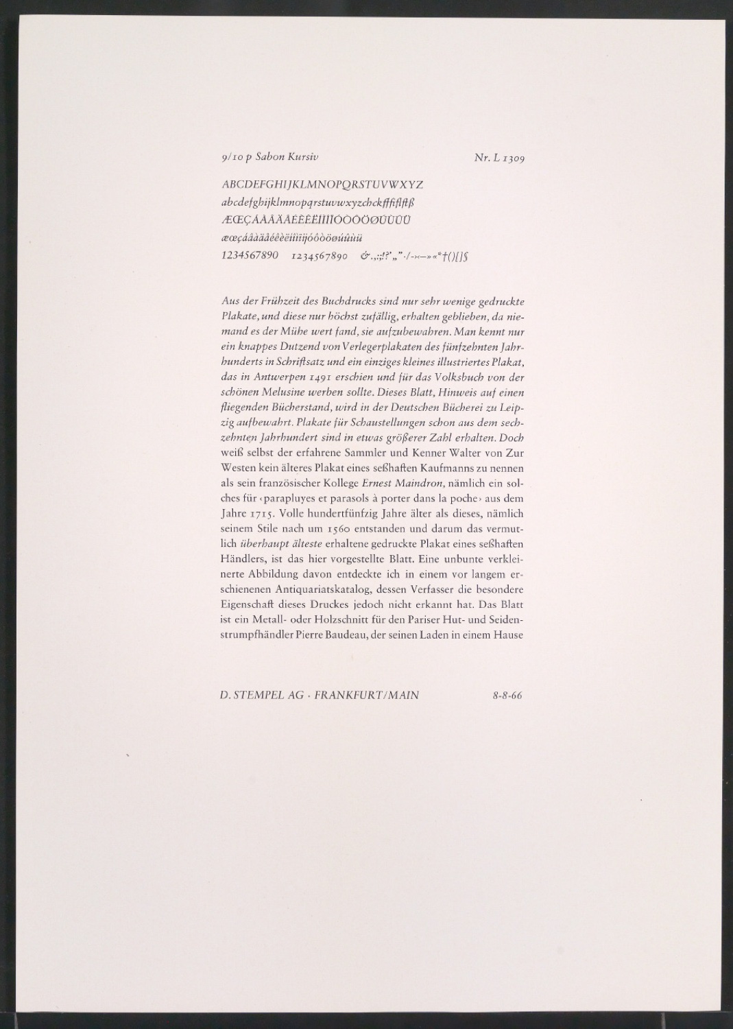 Probedrucke der Sabon in verschiedenen Schriftschnitten und Schriftgraden — Blatt 267