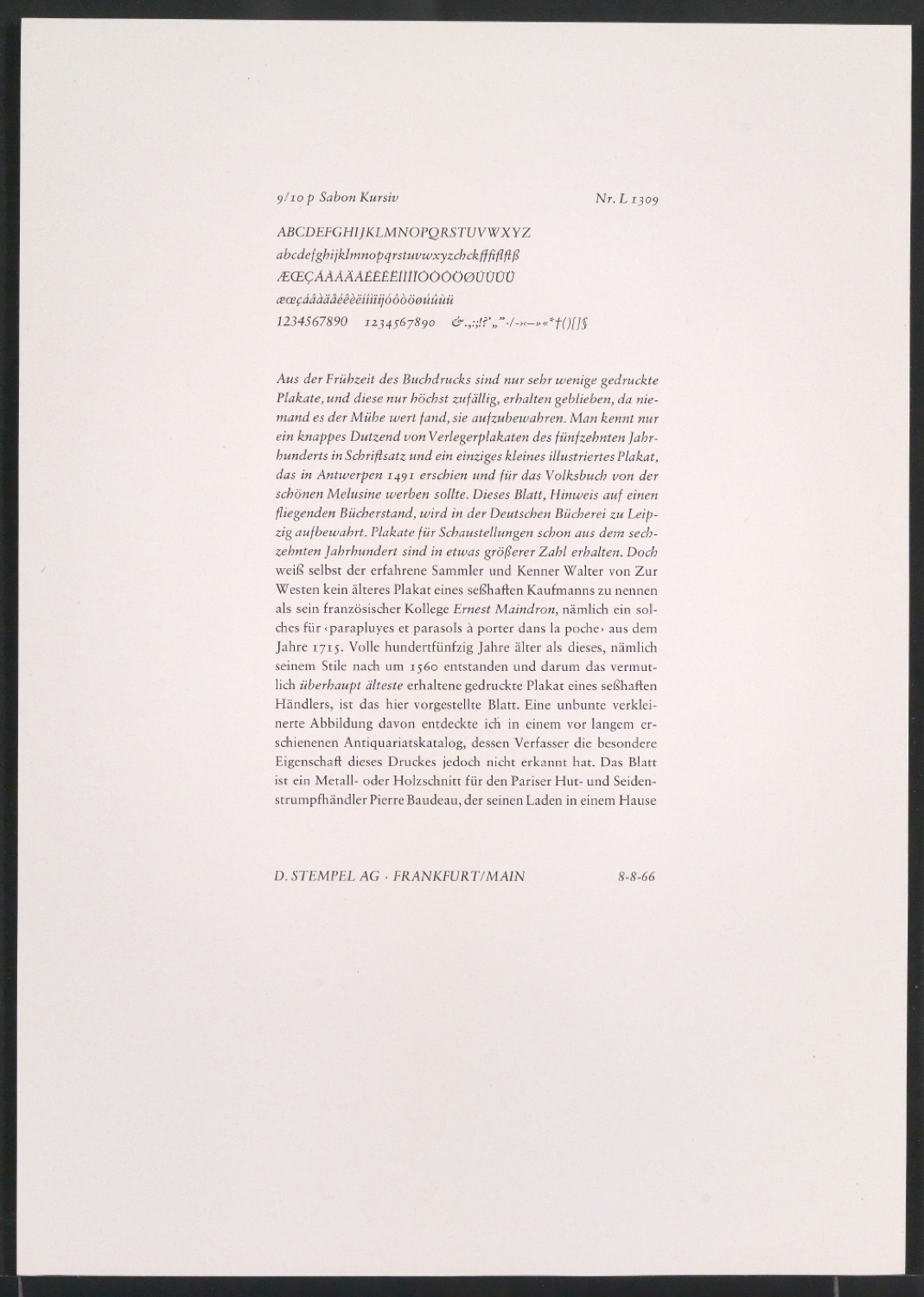 Probedrucke der Sabon in verschiedenen Schriftschnitten und Schriftgraden — Blatt 269