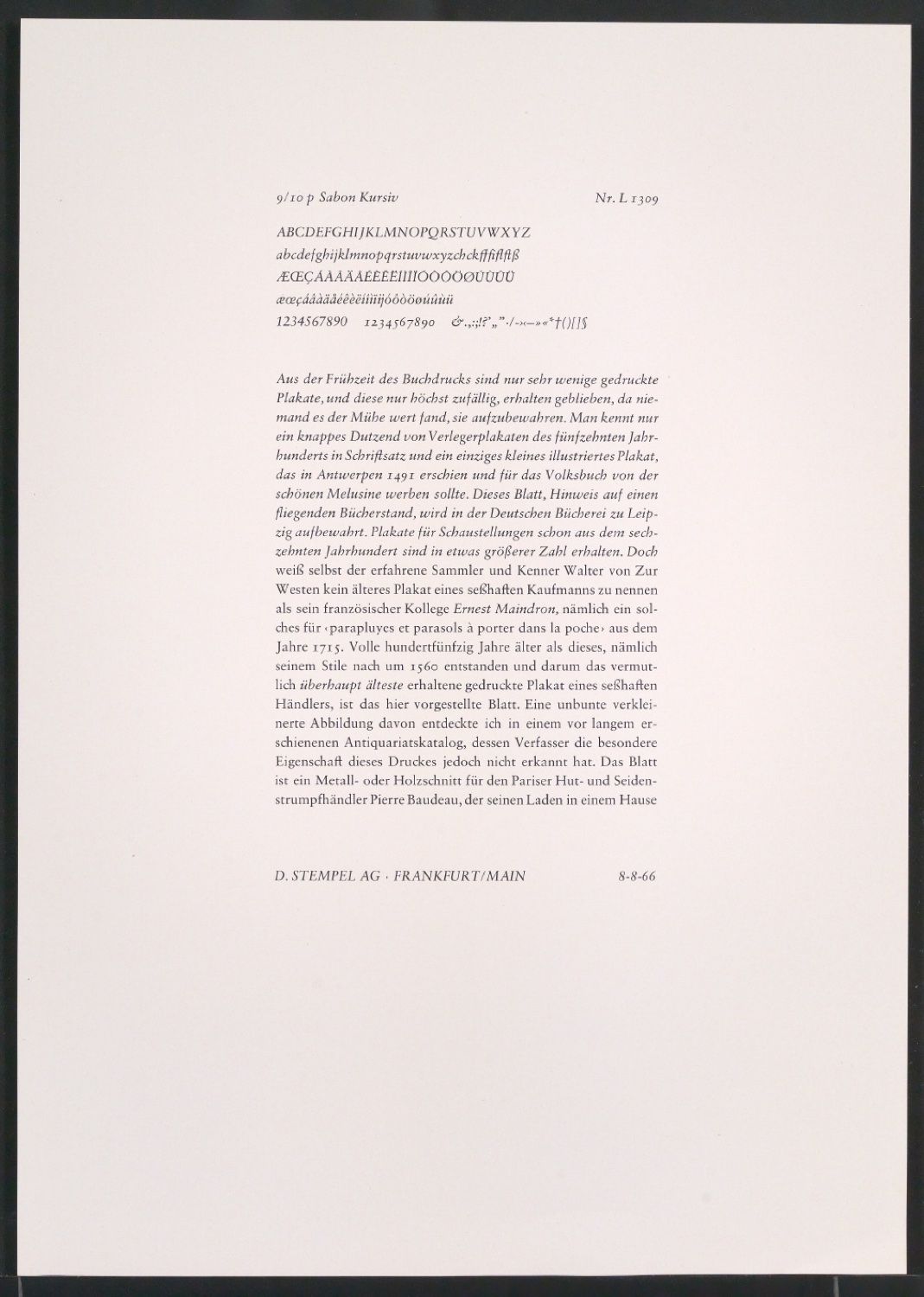 Probedrucke der Sabon in verschiedenen Schriftschnitten und Schriftgraden — Blatt 273