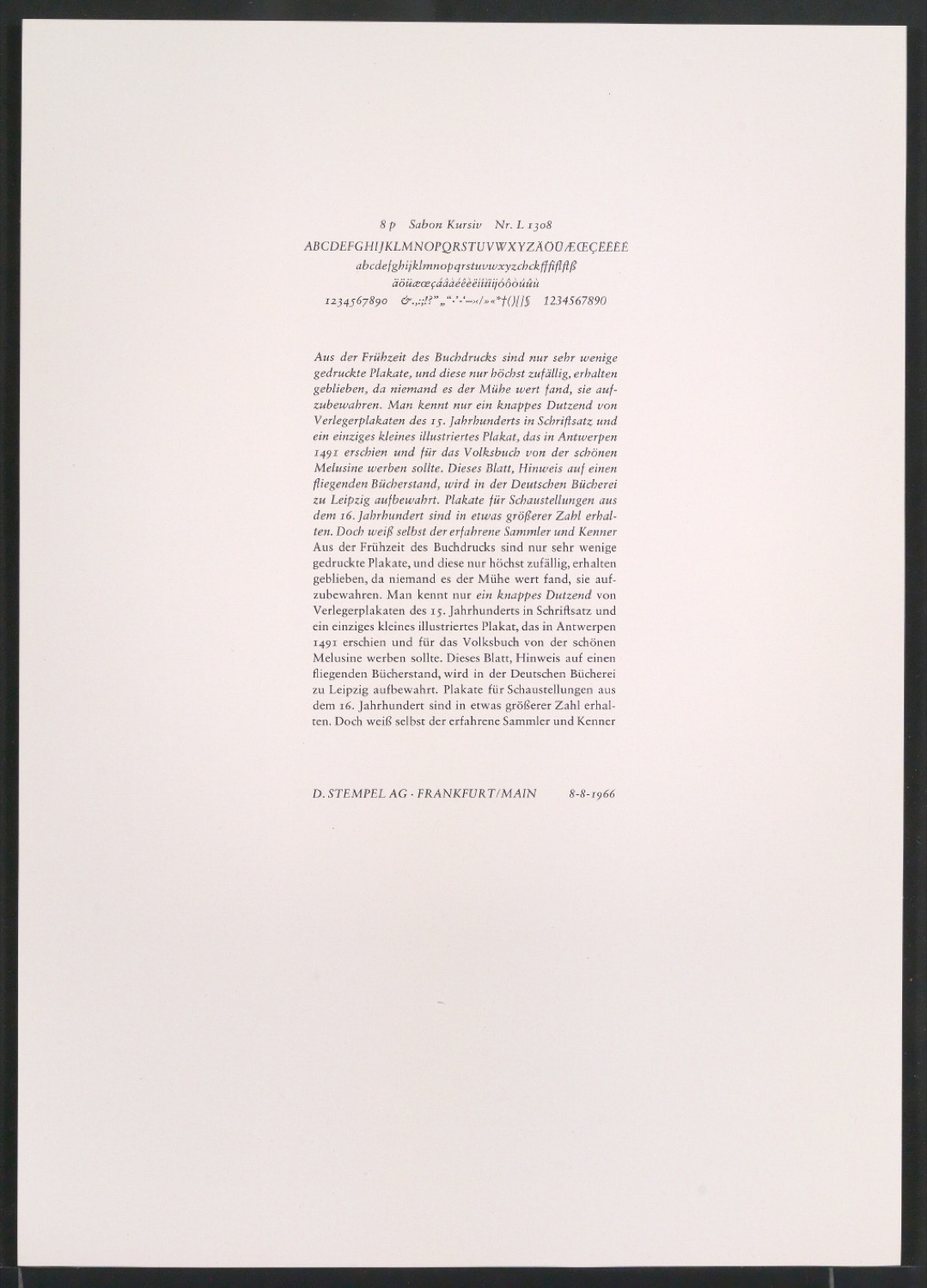 Probedrucke der Sabon in verschiedenen Schriftschnitten und Schriftgraden — Blatt 283