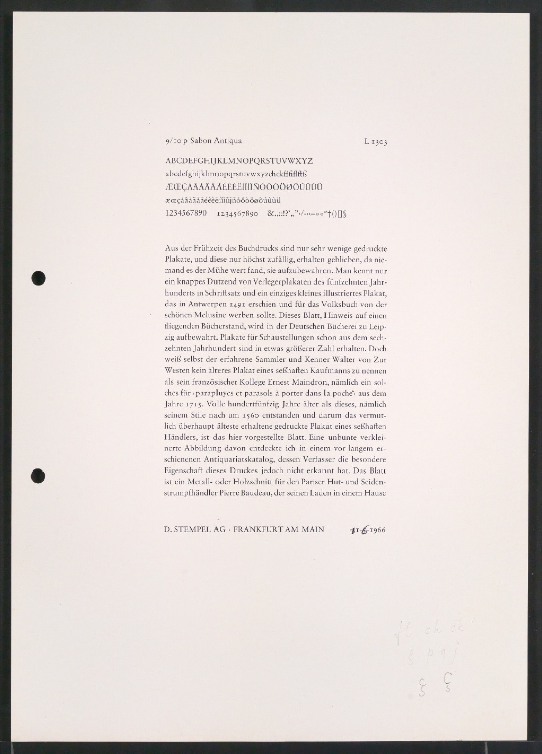 Probedrucke der Sabon in verschiedenen Schriftschnitten und Schriftgraden — Blatt 293