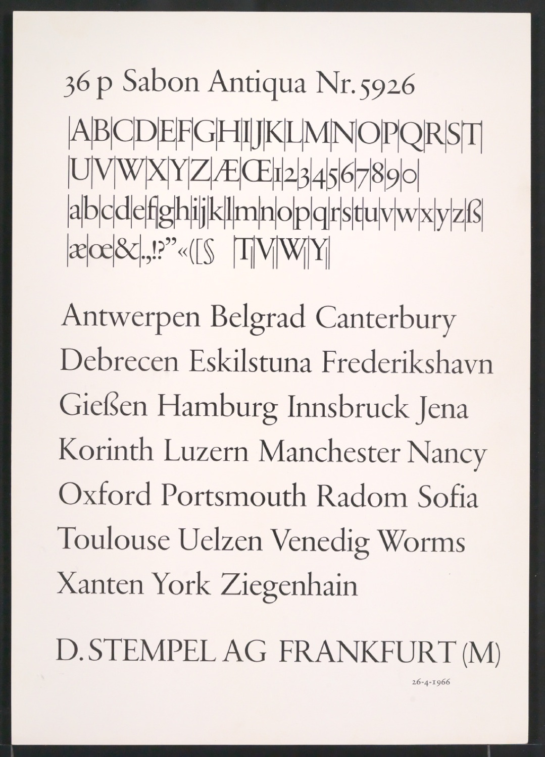 Probedrucke der Sabon in verschiedenen Schriftschnitten und Schriftgraden — Blatt 297