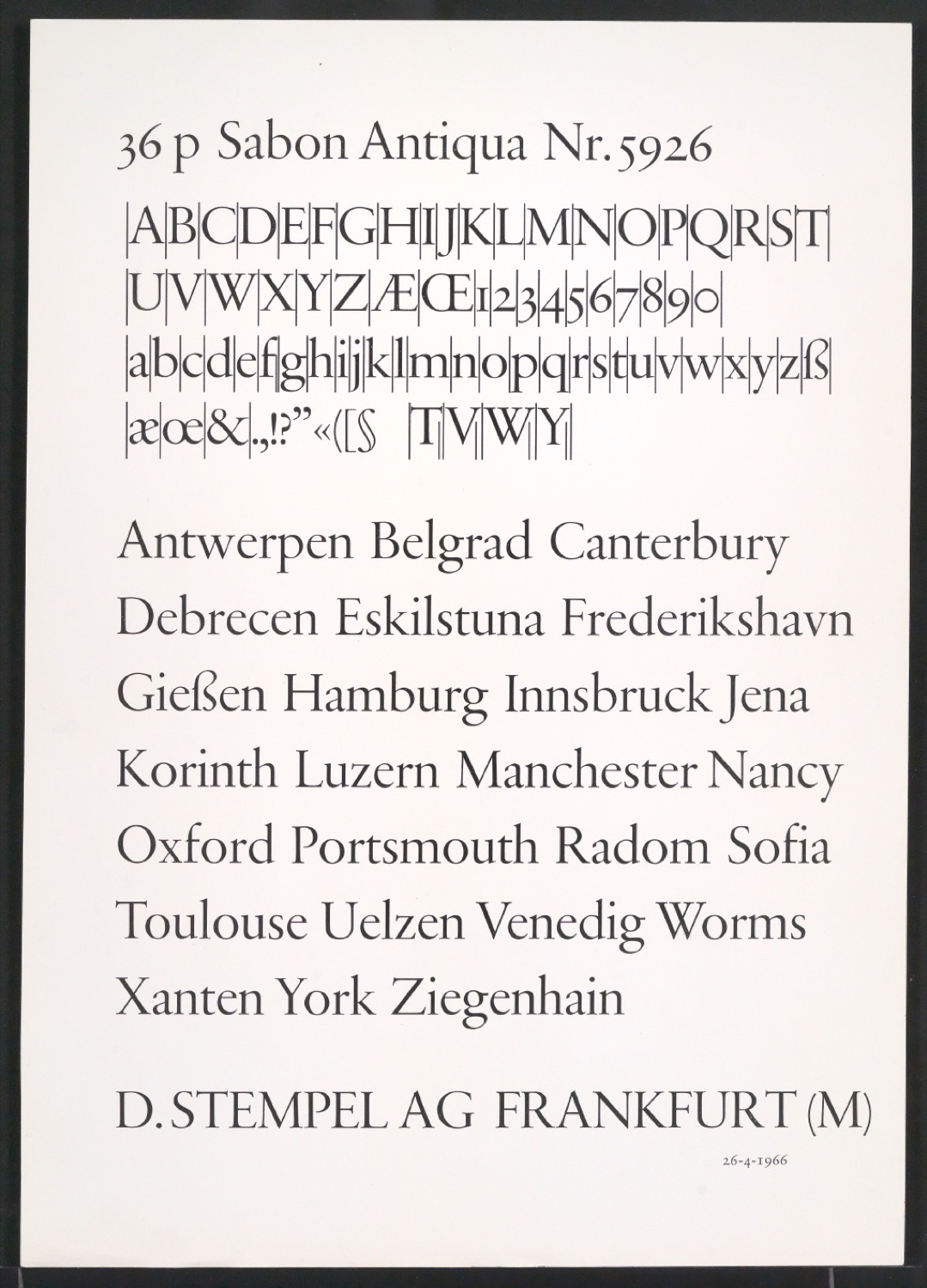 Probedrucke der Sabon in verschiedenen Schriftschnitten und Schriftgraden — Blatt 299