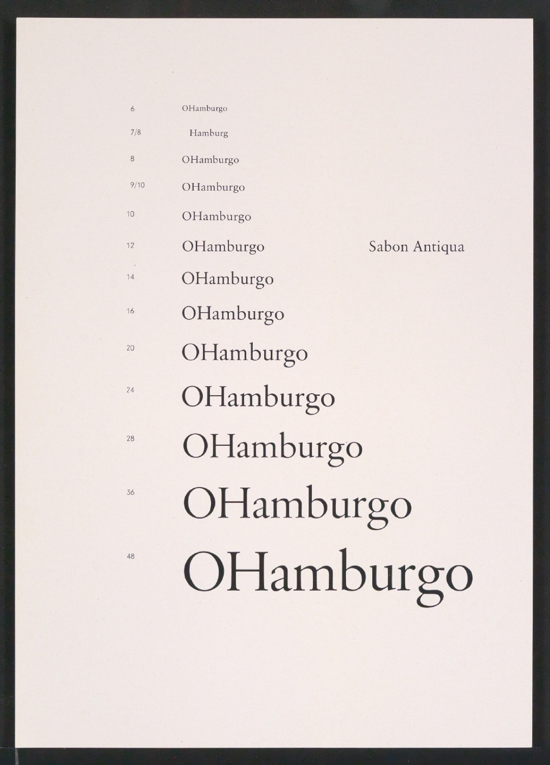 Probedrucke der Sabon in verschiedenen Schriftschnitten und Schriftgraden — Blatt 307
