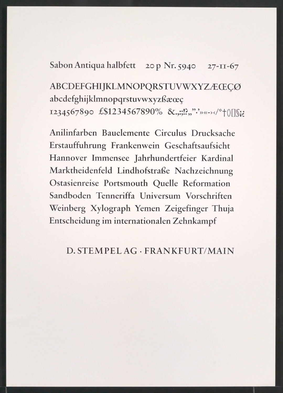 Probedrucke der Sabon in verschiedenen Schriftschnitten und Schriftgraden — Blatt 313