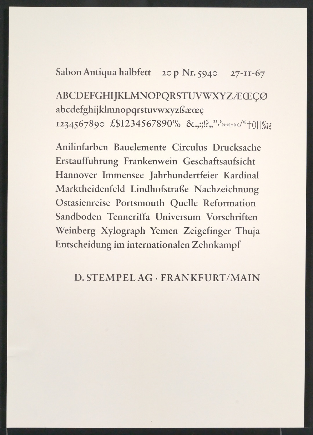 Probedrucke der Sabon in verschiedenen Schriftschnitten und Schriftgraden — Blatt 315