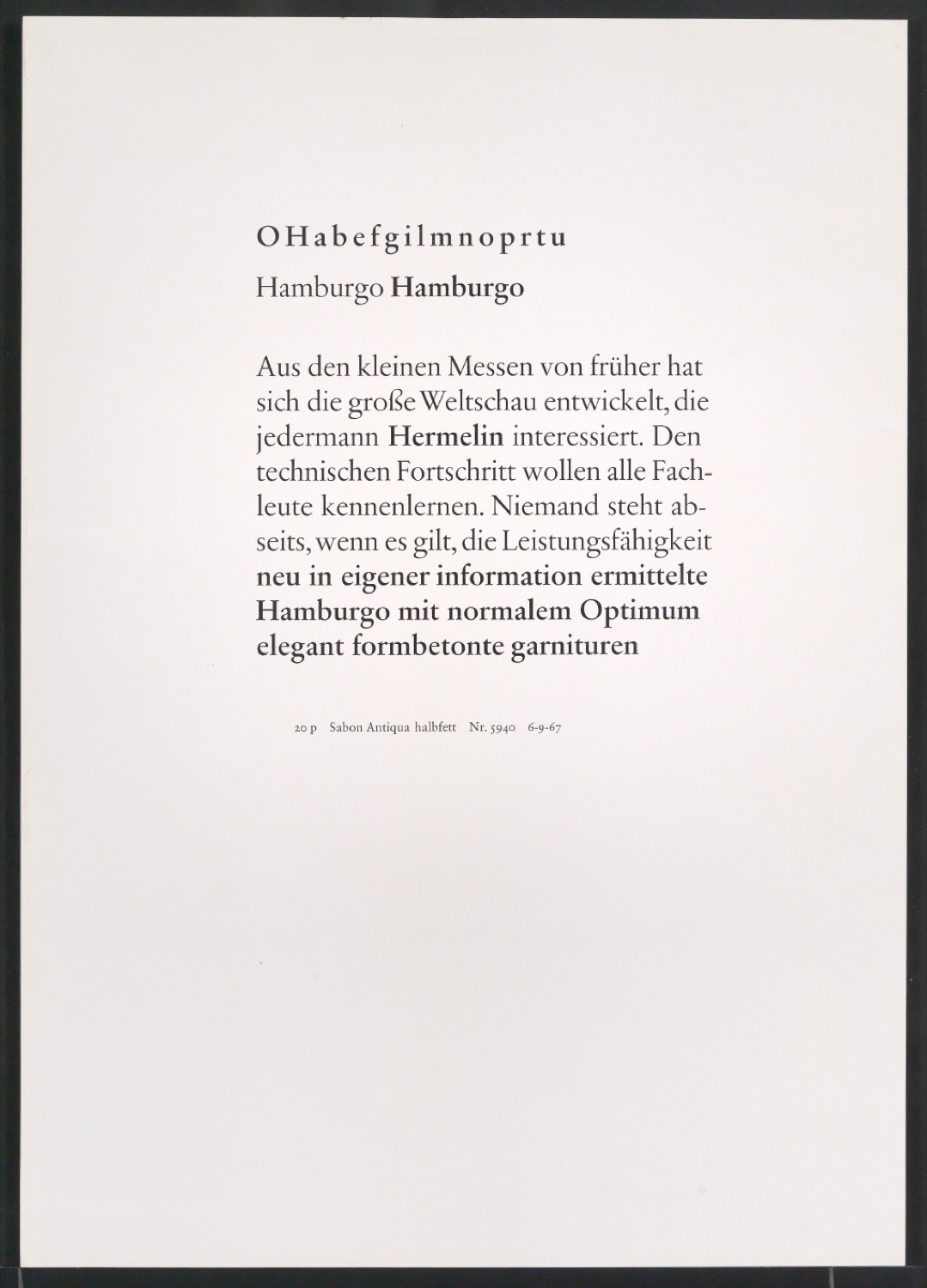 Probedrucke der Sabon in verschiedenen Schriftschnitten und Schriftgraden — Blatt 327