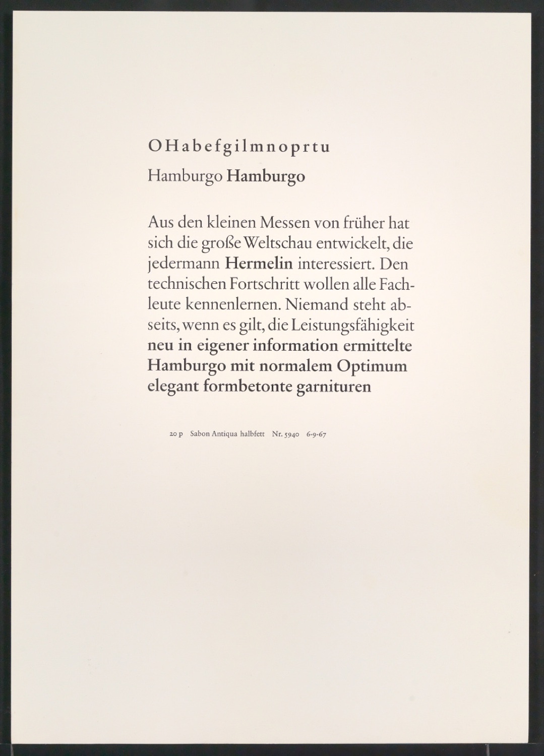 Probedrucke der Sabon in verschiedenen Schriftschnitten und Schriftgraden — Blatt 329