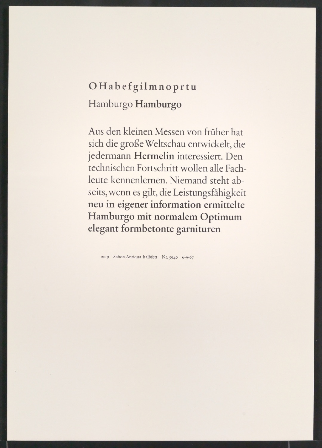 Probedrucke der Sabon in verschiedenen Schriftschnitten und Schriftgraden — Blatt 333