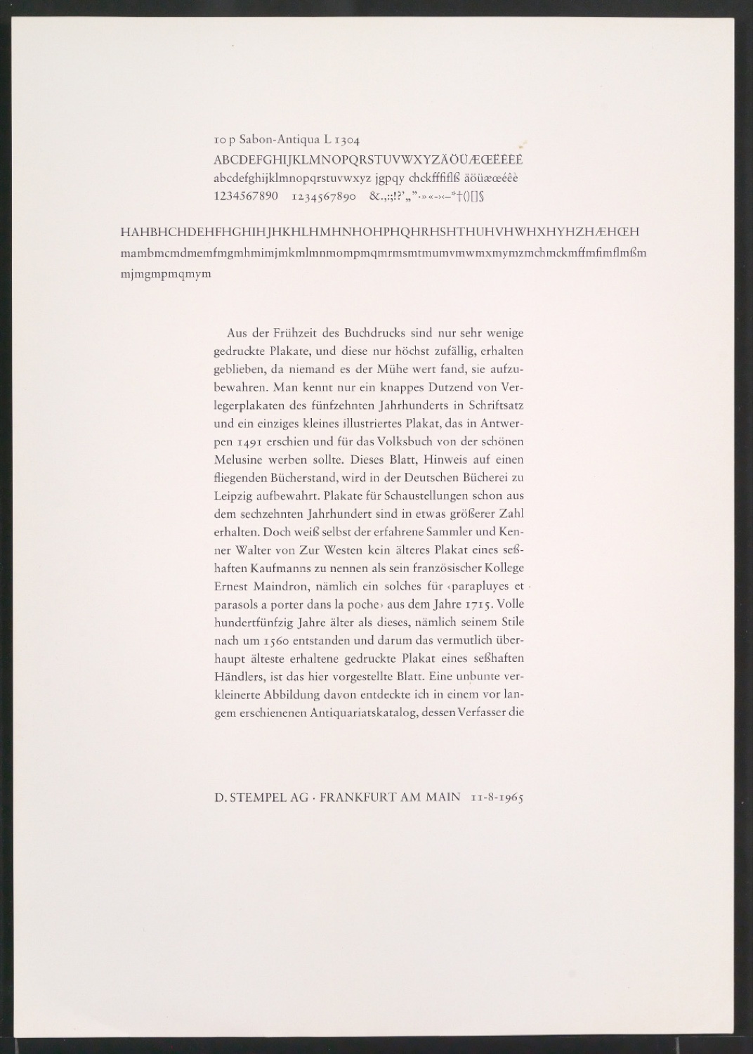 Probedrucke der Sabon in verschiedenen Schriftschnitten und Schriftgraden — Blatt 361