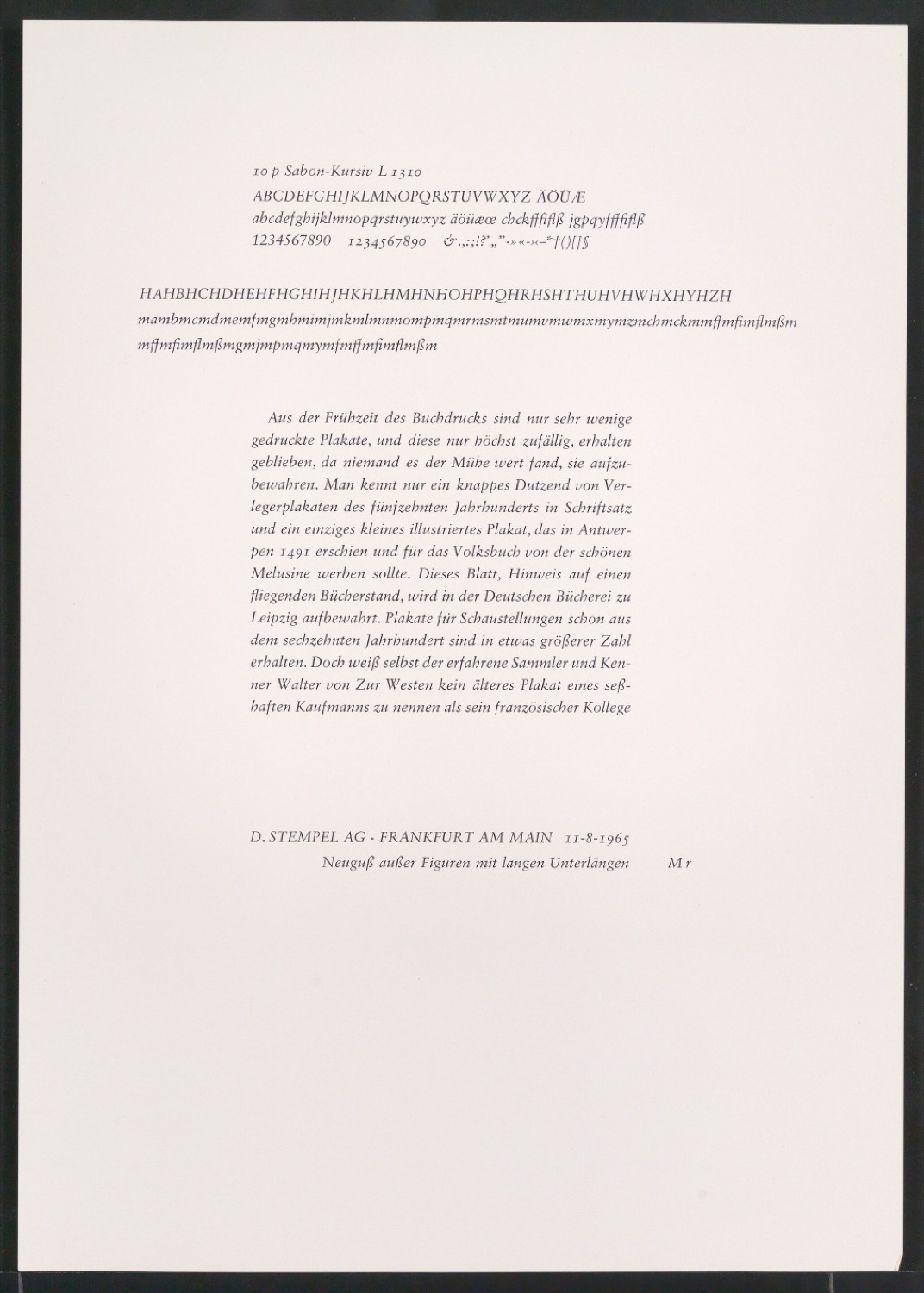 Probedrucke der Sabon in verschiedenen Schriftschnitten und Schriftgraden — Blatt 369