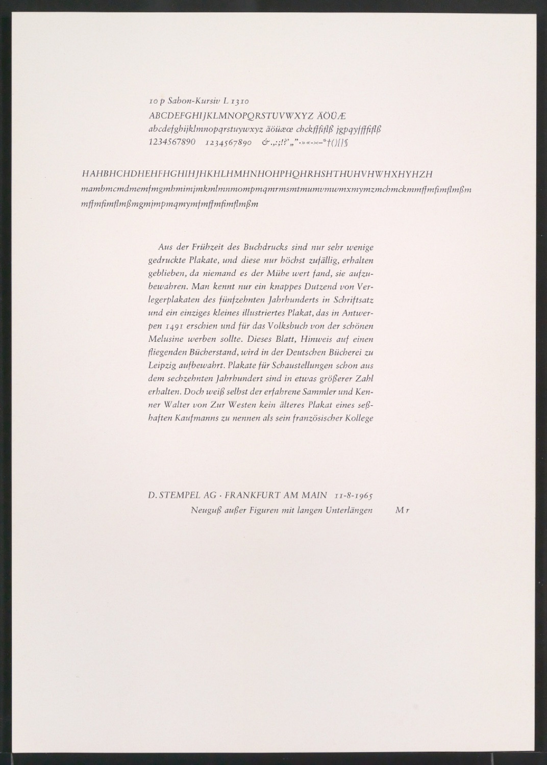 Probedrucke der Sabon in verschiedenen Schriftschnitten und Schriftgraden — Blatt 371