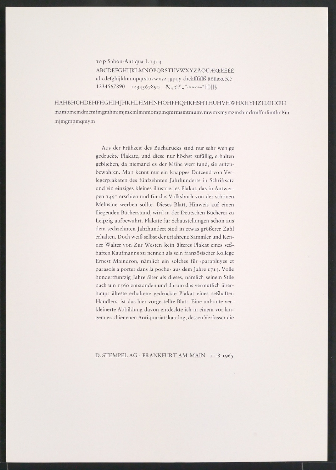 Probedrucke der Sabon in verschiedenen Schriftschnitten und Schriftgraden — Blatt 383