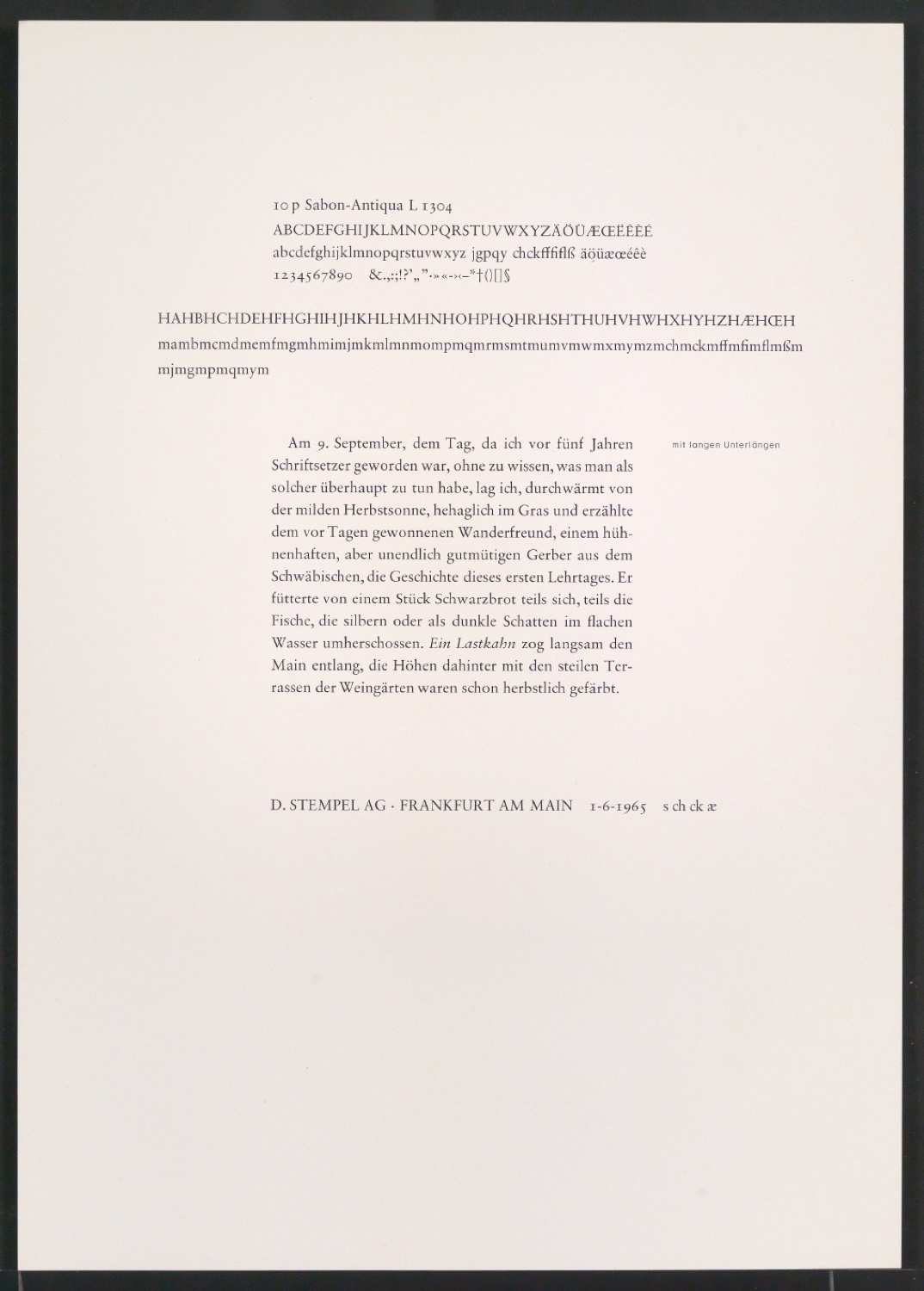 Probedrucke der Sabon in verschiedenen Schriftschnitten und Schriftgraden — Blatt 393