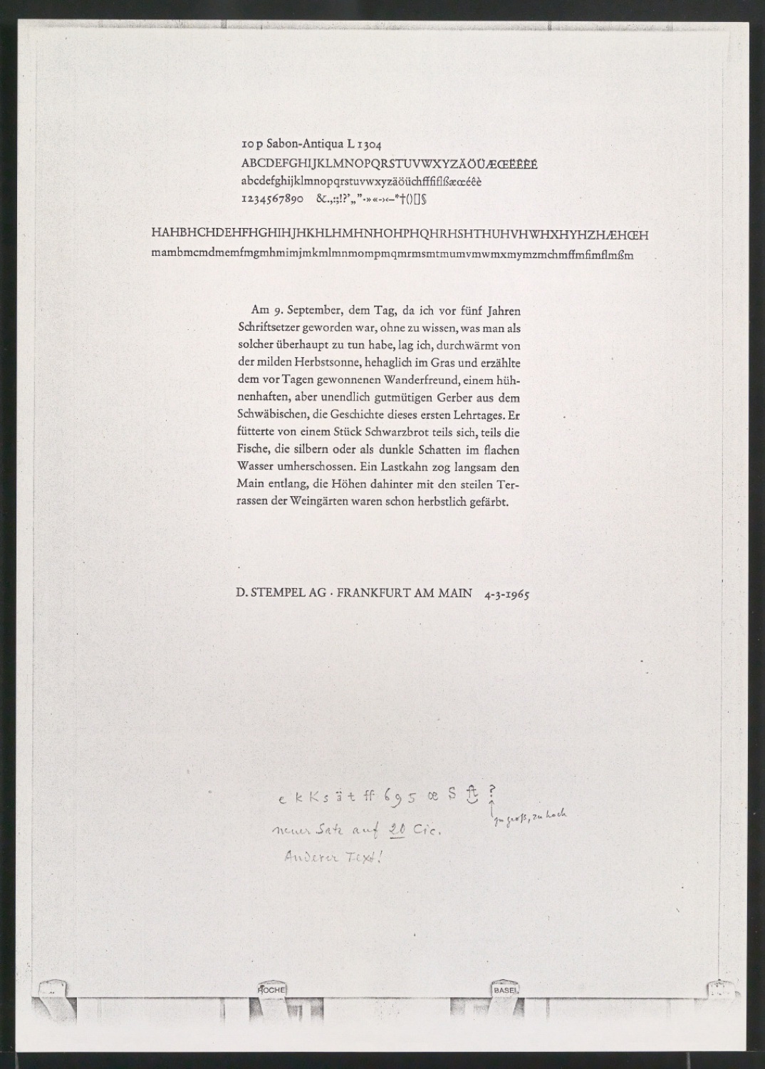 Probedrucke der Sabon in verschiedenen Schriftschnitten und Schriftgraden — Blatt 401