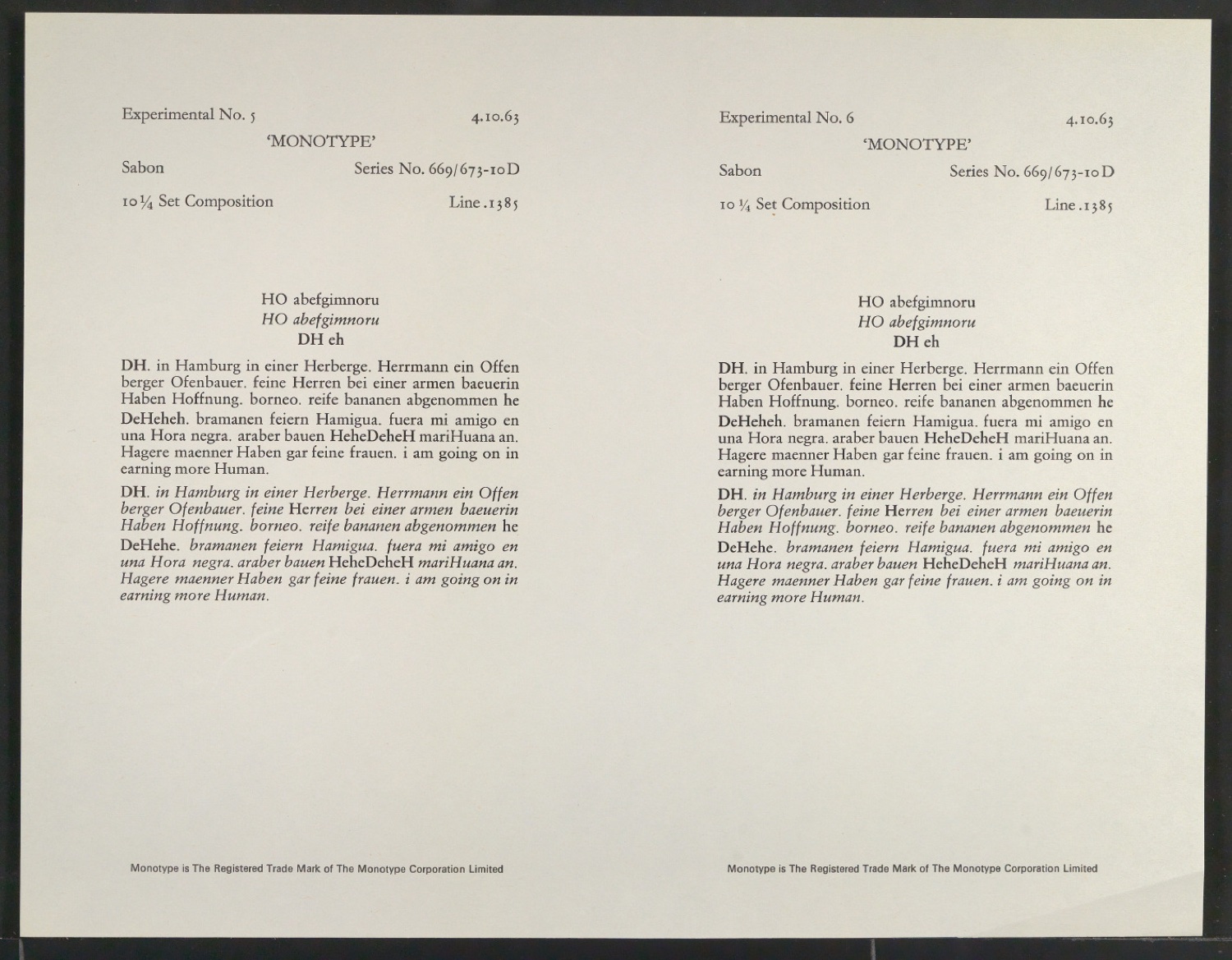 Probedrucke der Sabon in verschiedenen Schriftschnitten und Schriftgraden — Blatt 405