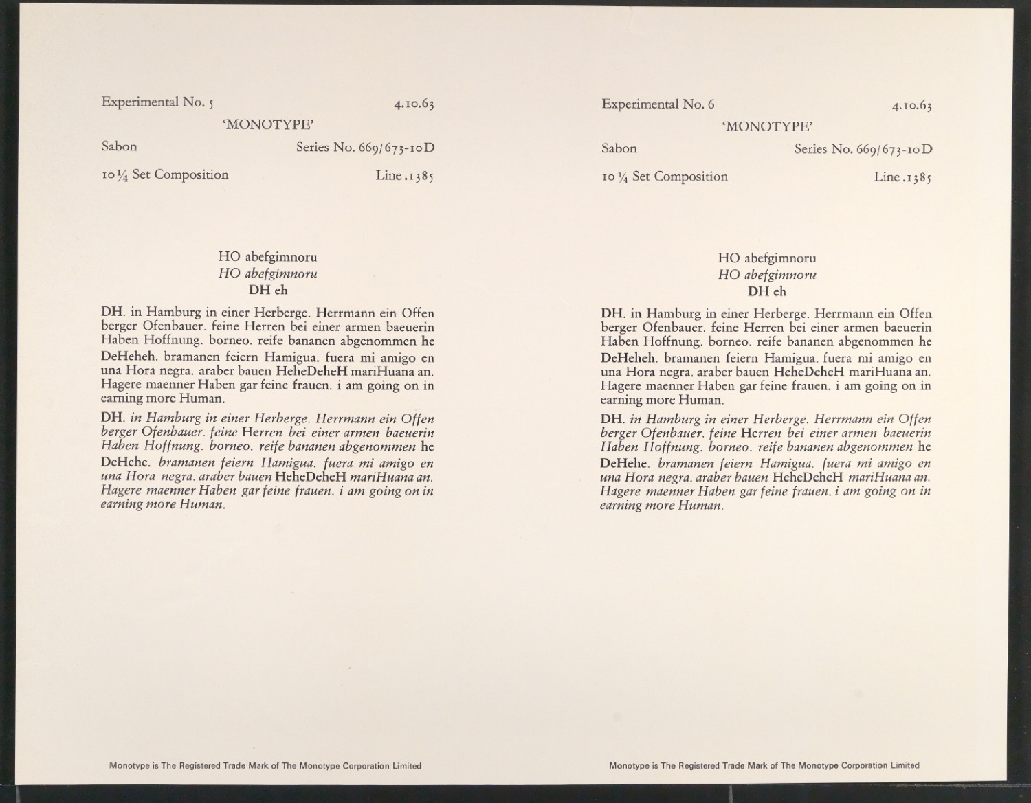 Probedrucke der Sabon in verschiedenen Schriftschnitten und Schriftgraden — Blatt 407