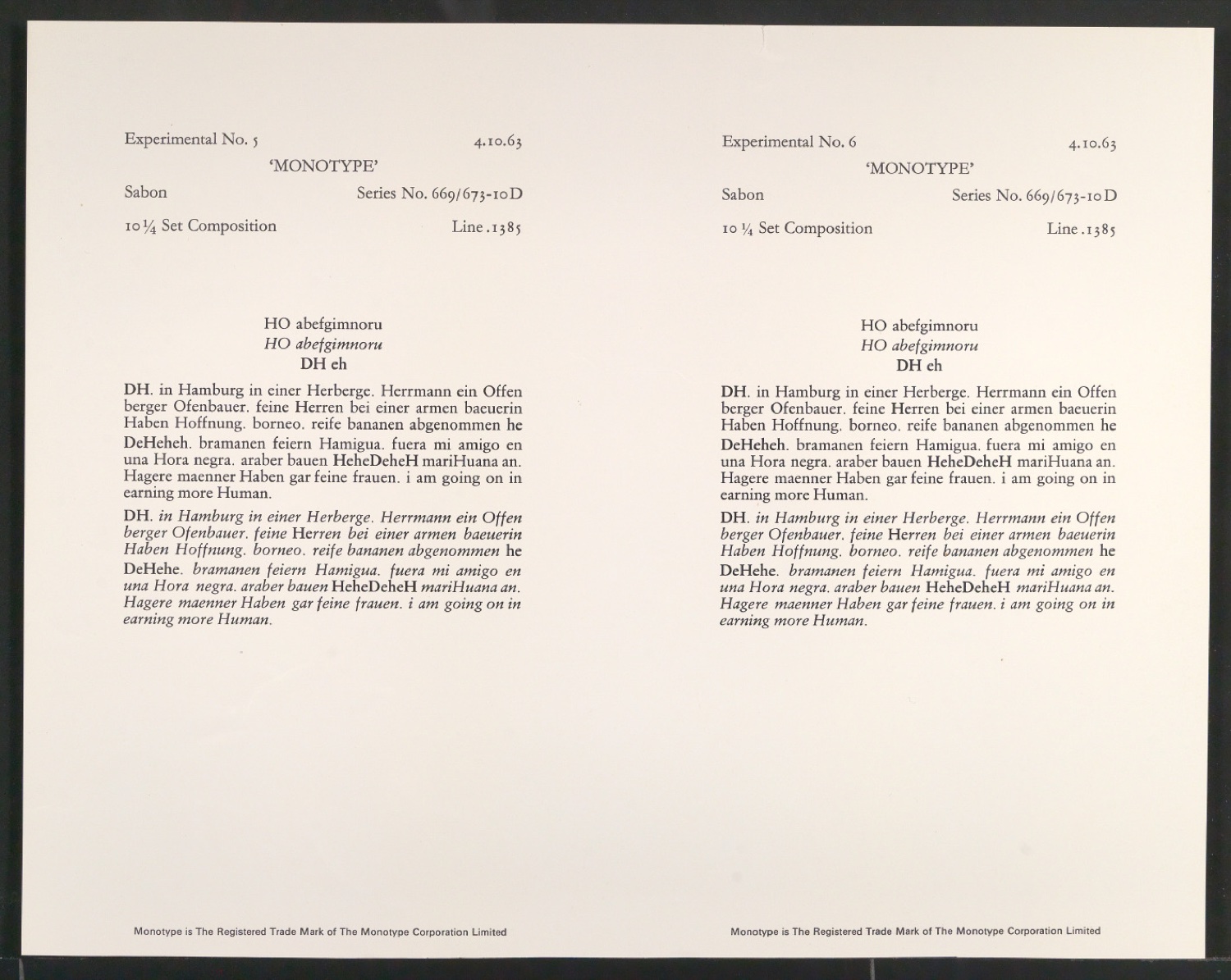 Probedrucke der Sabon in verschiedenen Schriftschnitten und Schriftgraden — Blatt 409