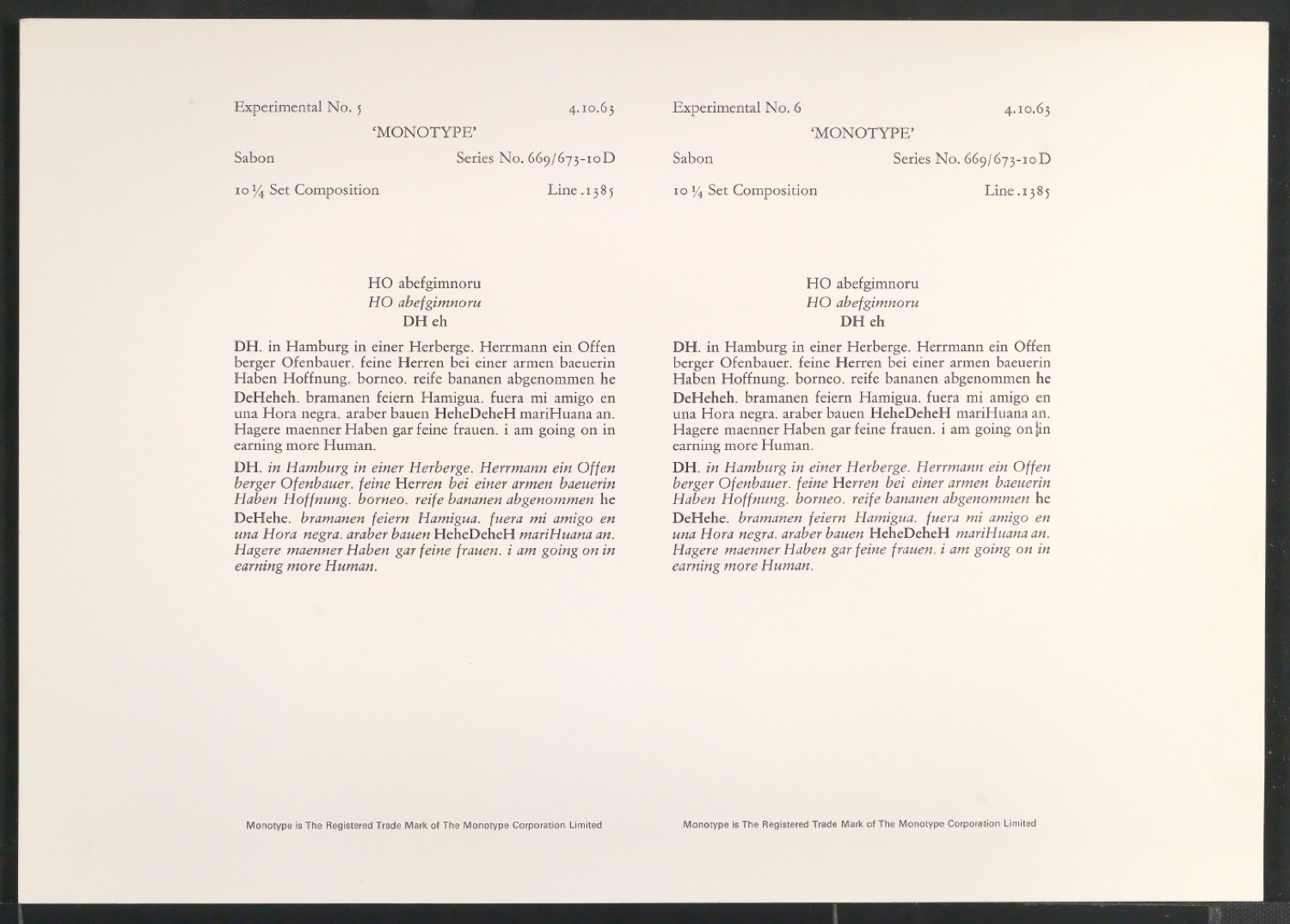Probedrucke der Sabon in verschiedenen Schriftschnitten und Schriftgraden — Blatt 411