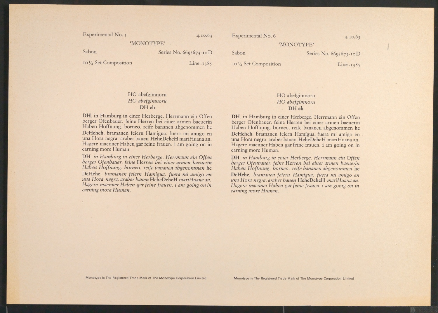 Probedrucke der Sabon in verschiedenen Schriftschnitten und Schriftgraden — Blatt 413