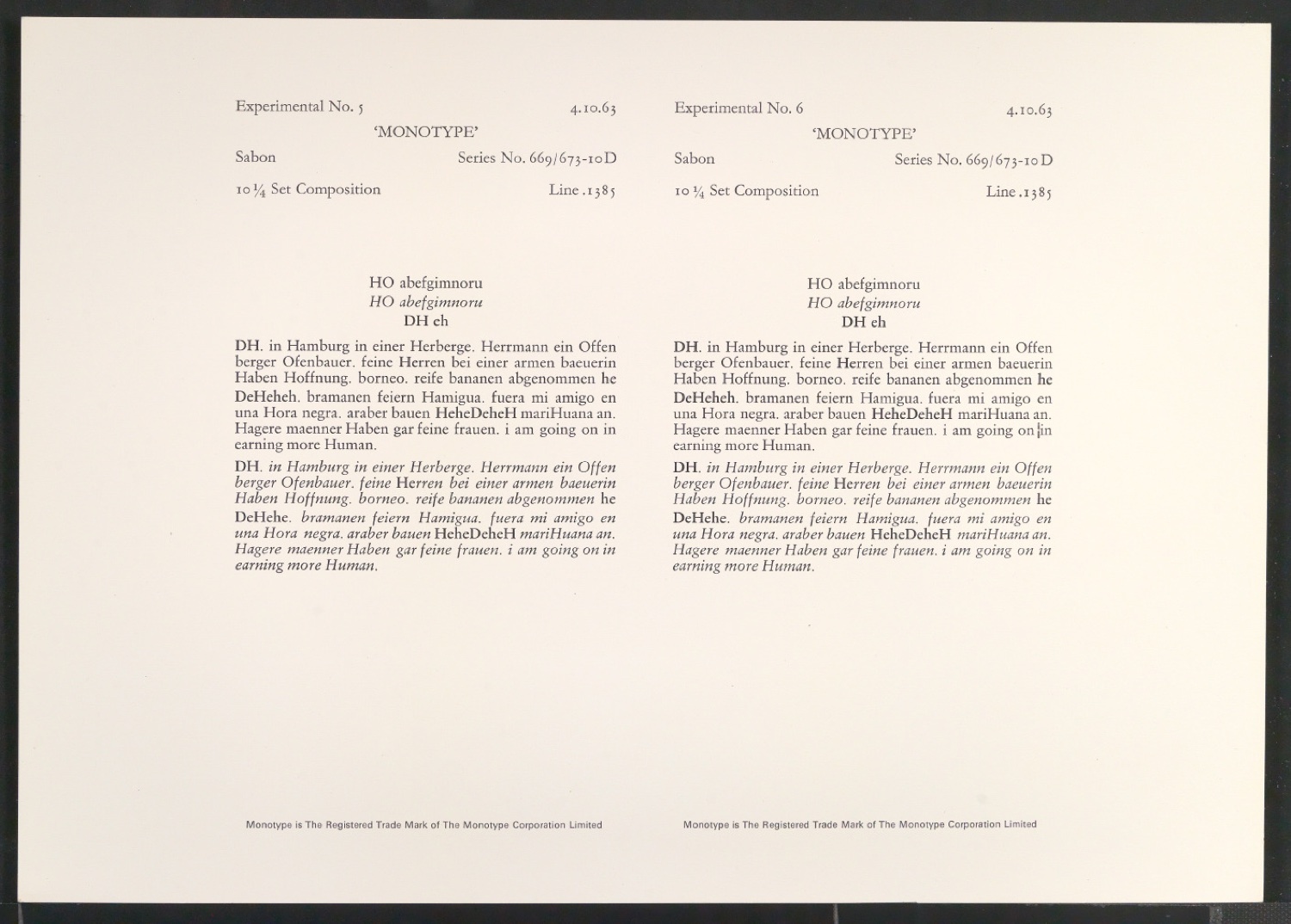 Probedrucke der Sabon in verschiedenen Schriftschnitten und Schriftgraden — Blatt 415