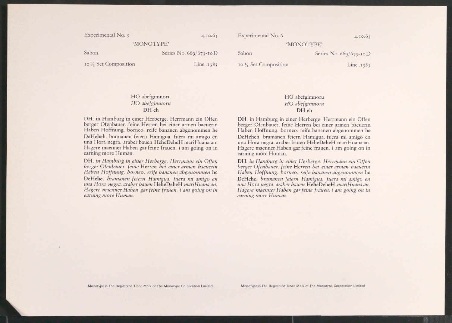 Probedrucke der Sabon in verschiedenen Schriftschnitten und Schriftgraden — Blatt 417